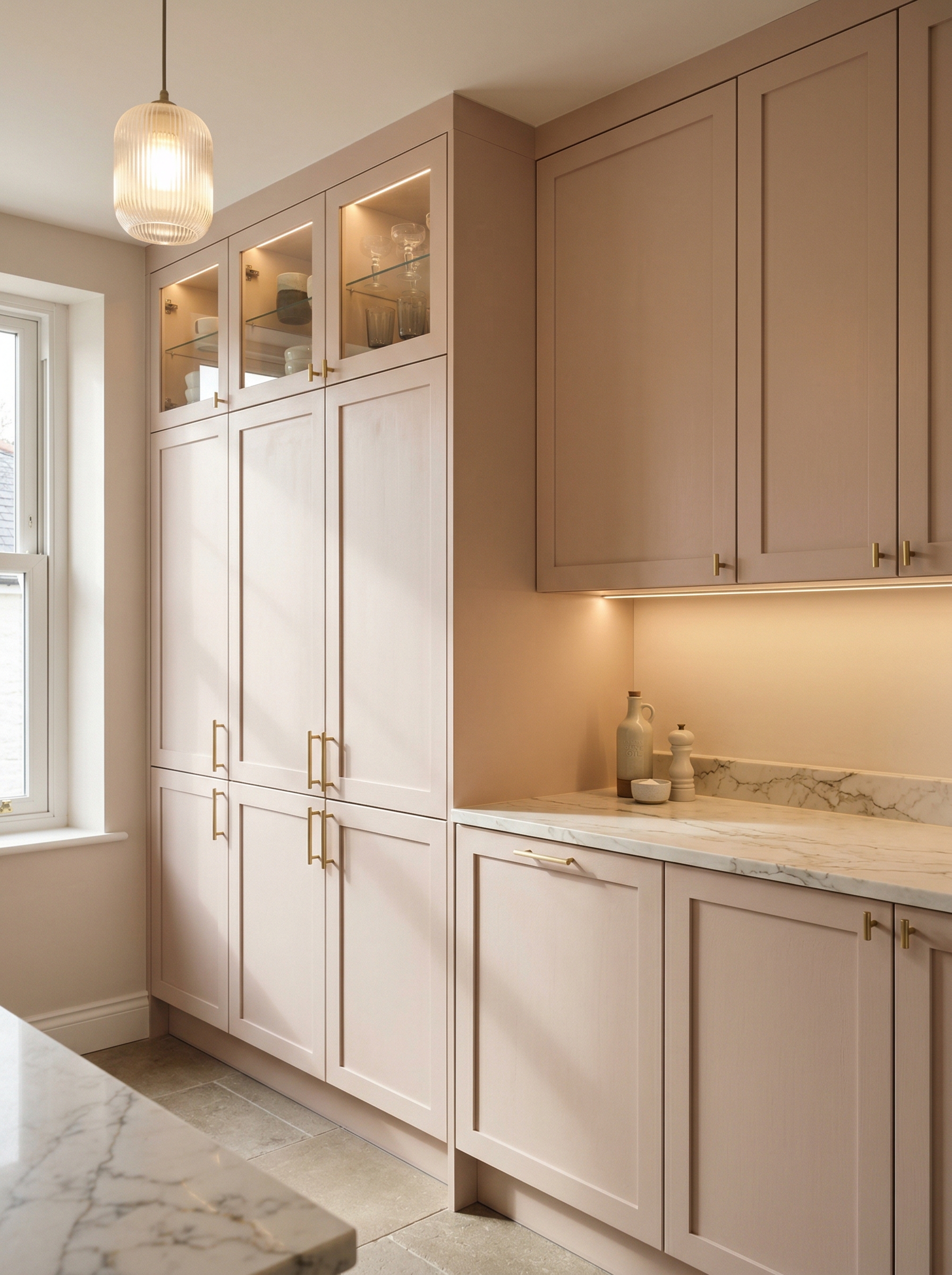 Bespoke kitchen installation, full-height cabinetry and considered storage design