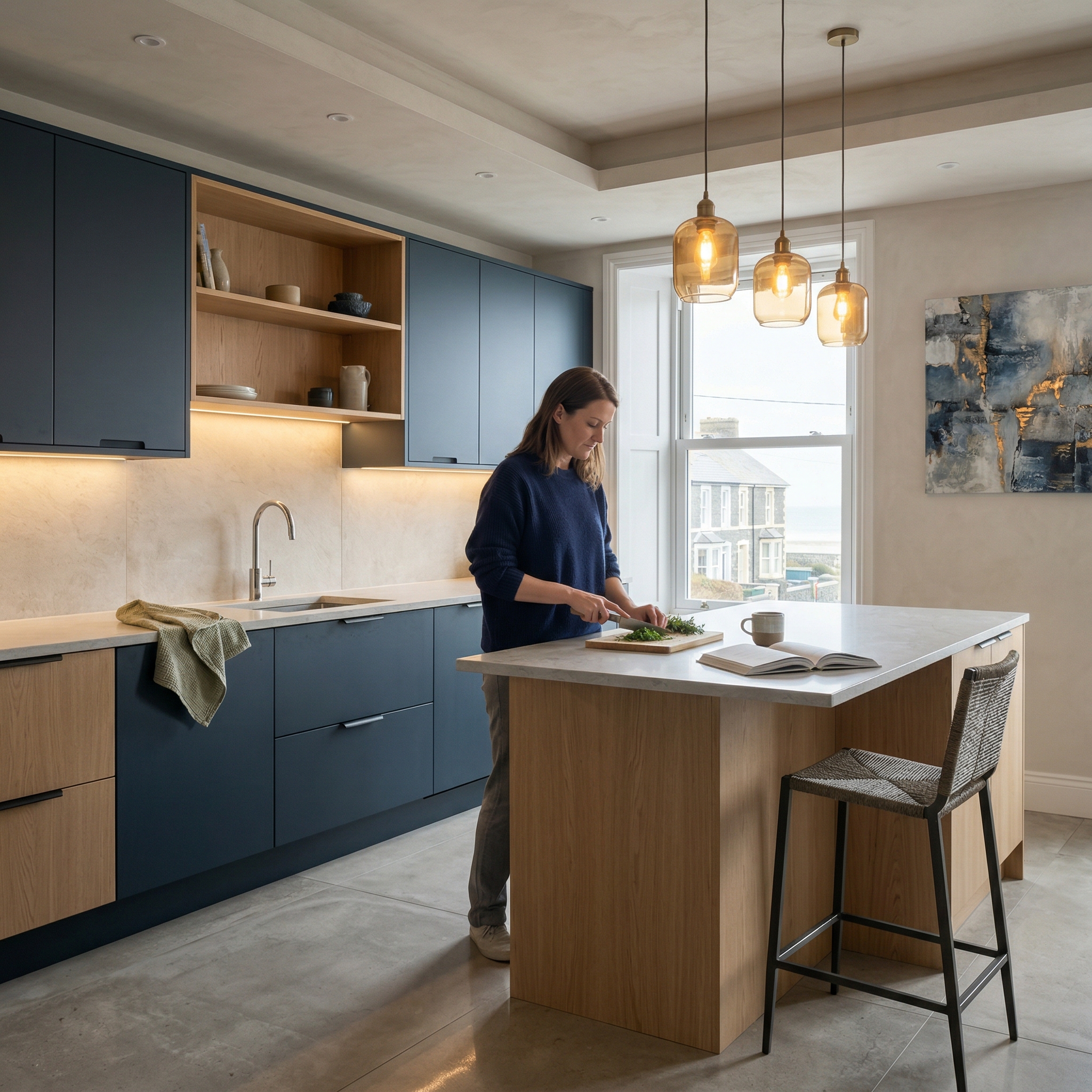 Bespoke kitchen designed for a Aberystwyth home, quality materials and considered layout
