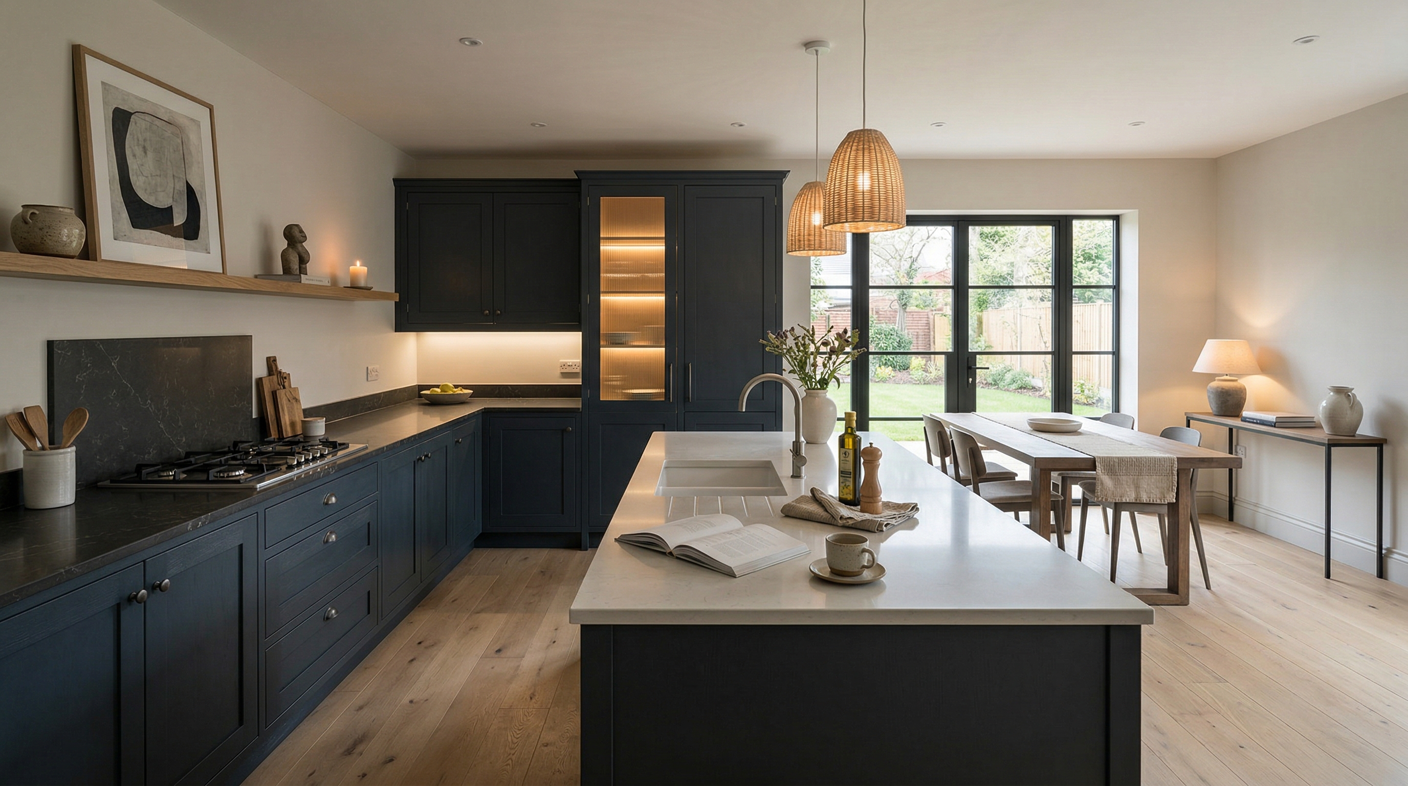 hero2_1200x675 Mastercraft bespoke kitchen in Baglan, wide architectural view showing room volume and design quality