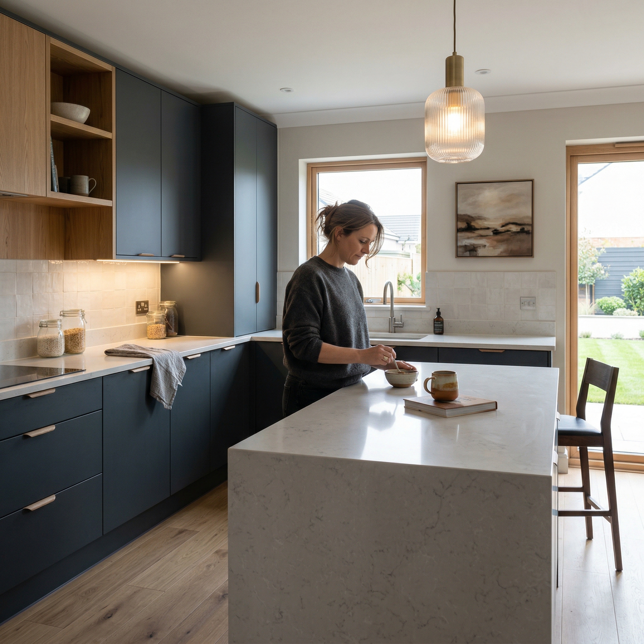 Bespoke kitchen designed for a Baglan home, quality materials and considered layout