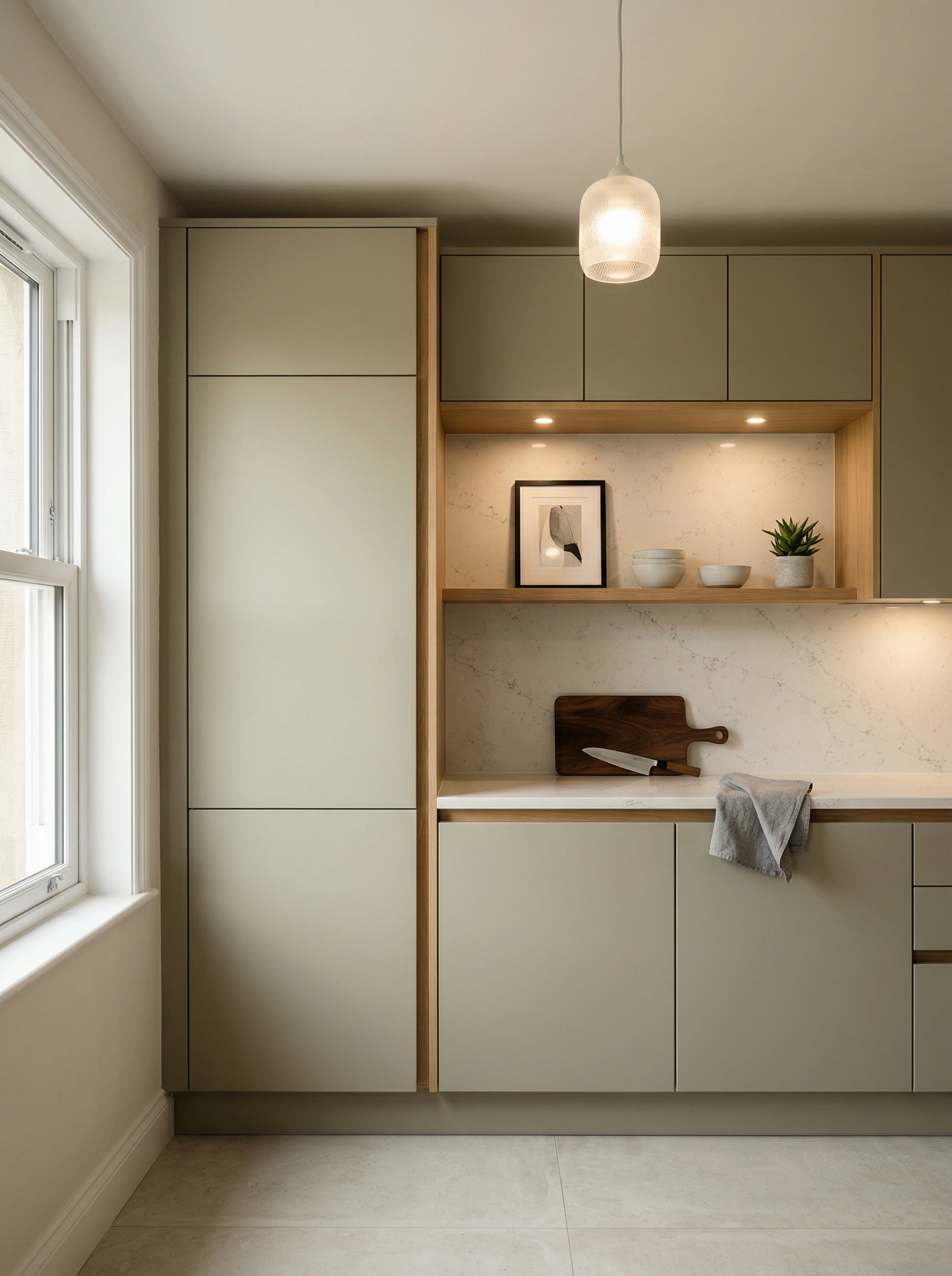 portrait1_600x800 Tall view of full-height bespoke kitchen cabinetry, modern shaker cabinetry