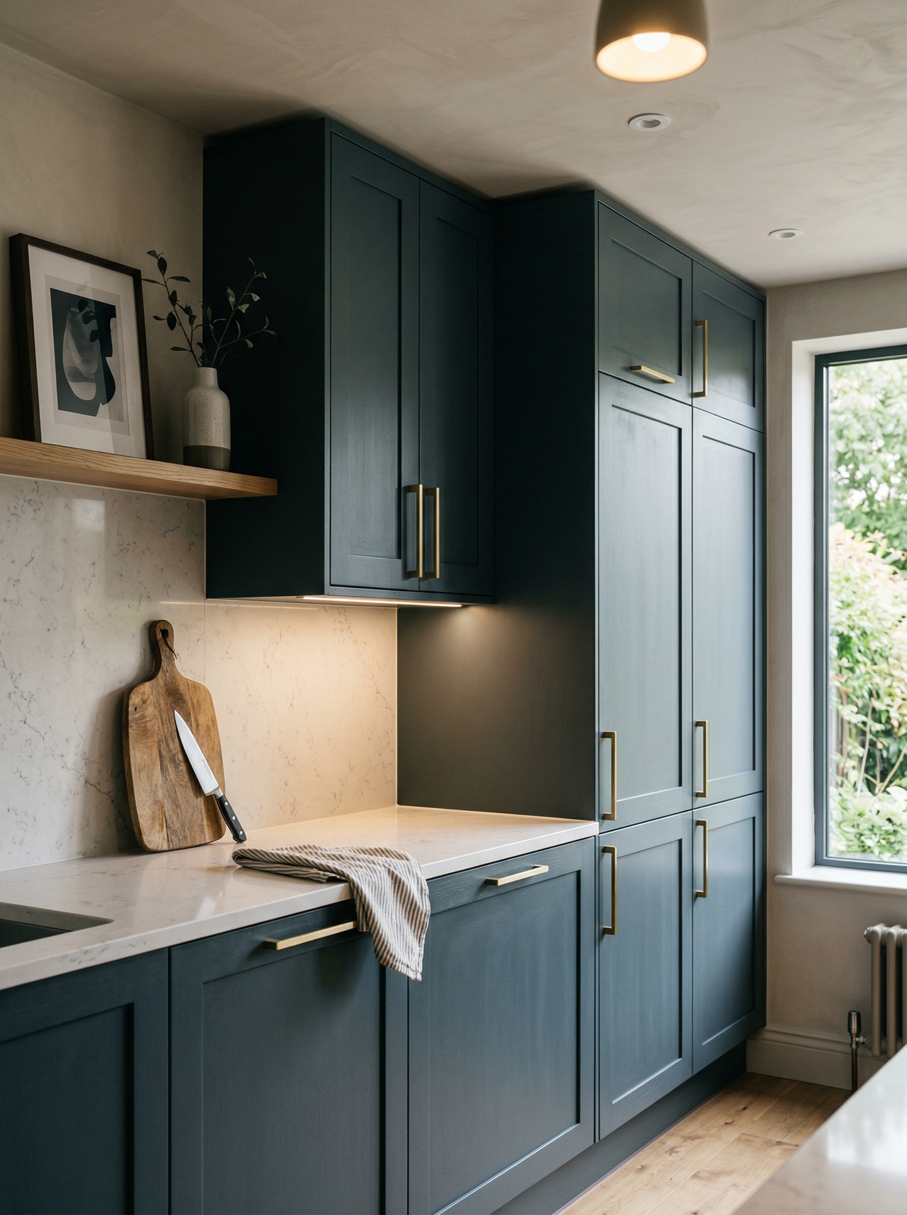 portrait1_600x800 Tall view of full-height bespoke kitchen cabinetry, contemporary painted lay-on cabinetry