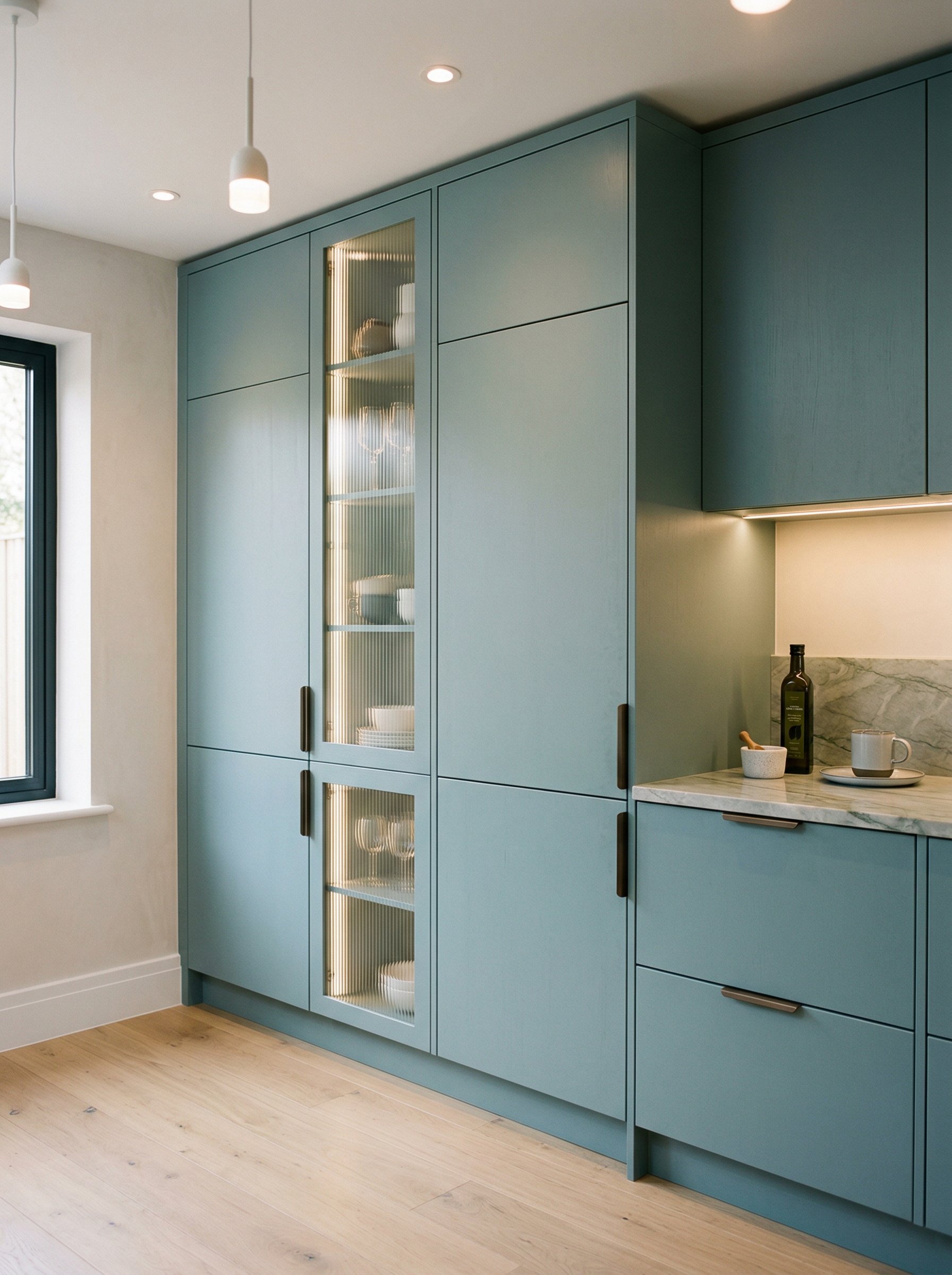 Bespoke kitchen installation, full-height cabinetry and considered storage design