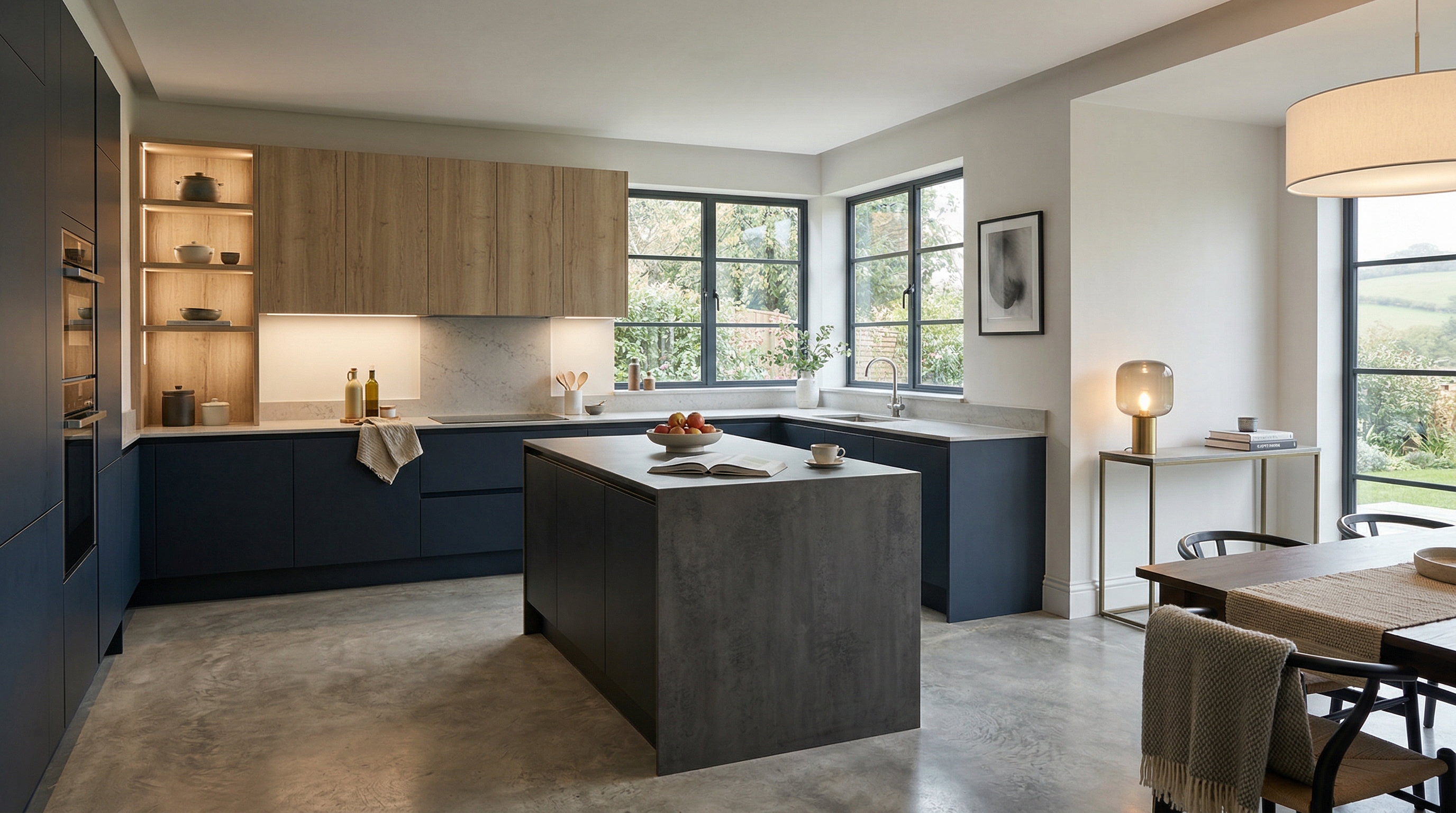 hero2_1200x675 Mastercraft bespoke kitchen in Bath, wide architectural view showing room volume and design quality