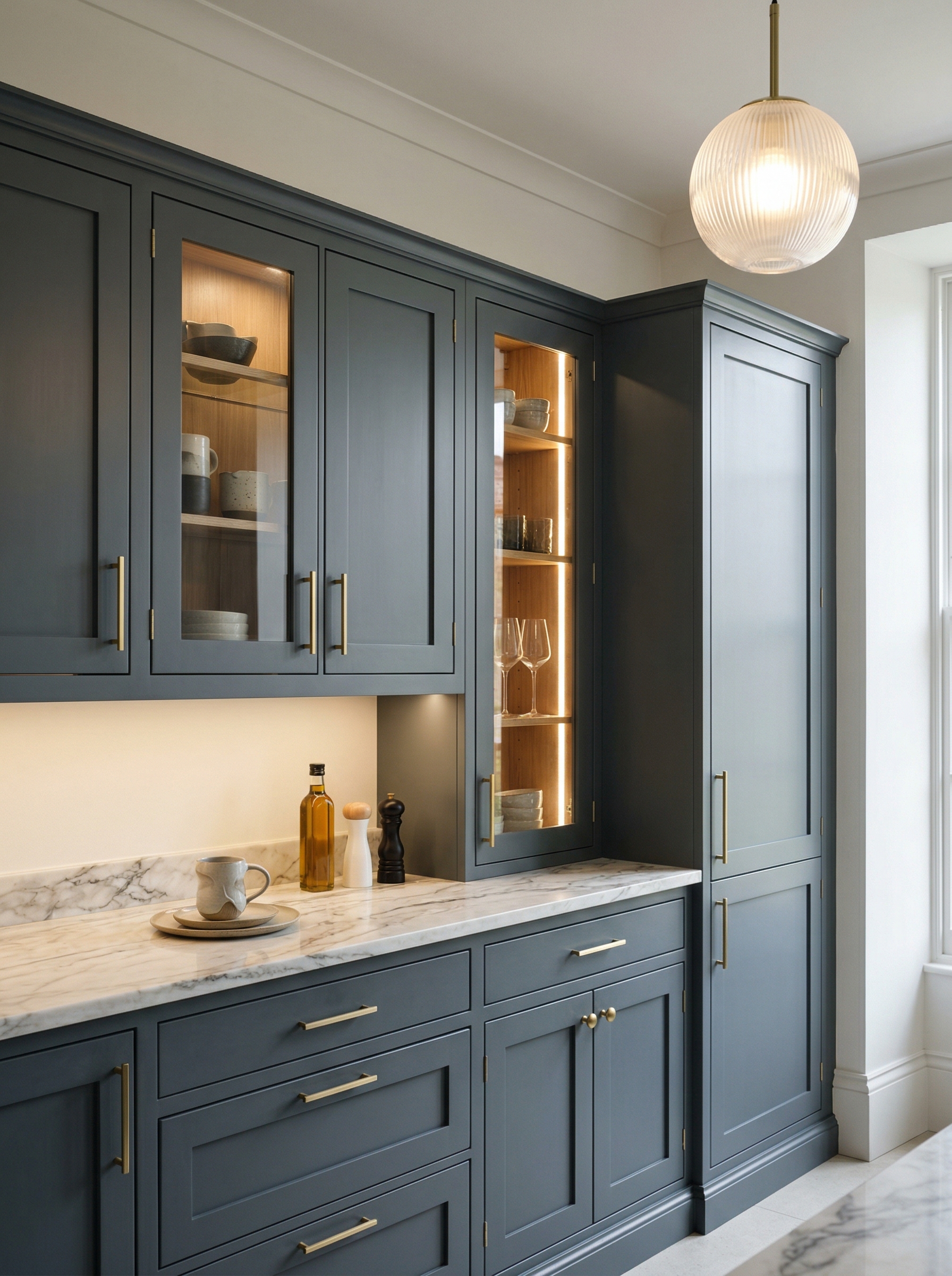 Bespoke kitchen installation, full-height cabinetry and considered storage design