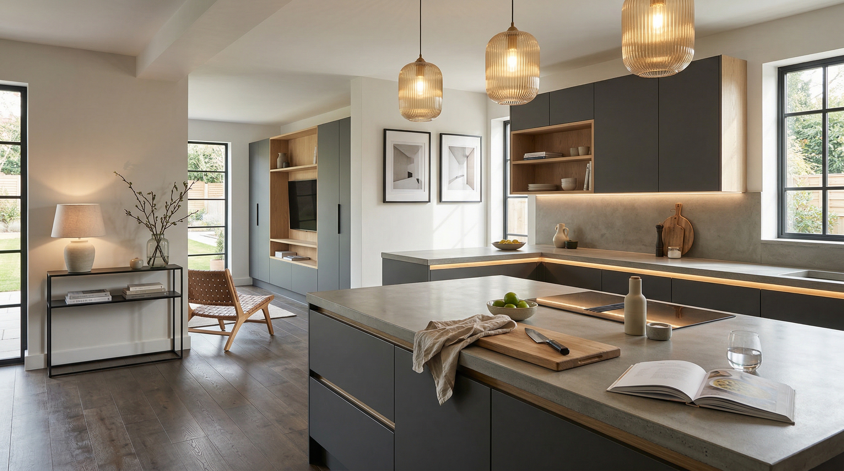 hero2_1200x675 Mastercraft bespoke kitchen in Beckenham, wide architectural view showing room volume and design quality