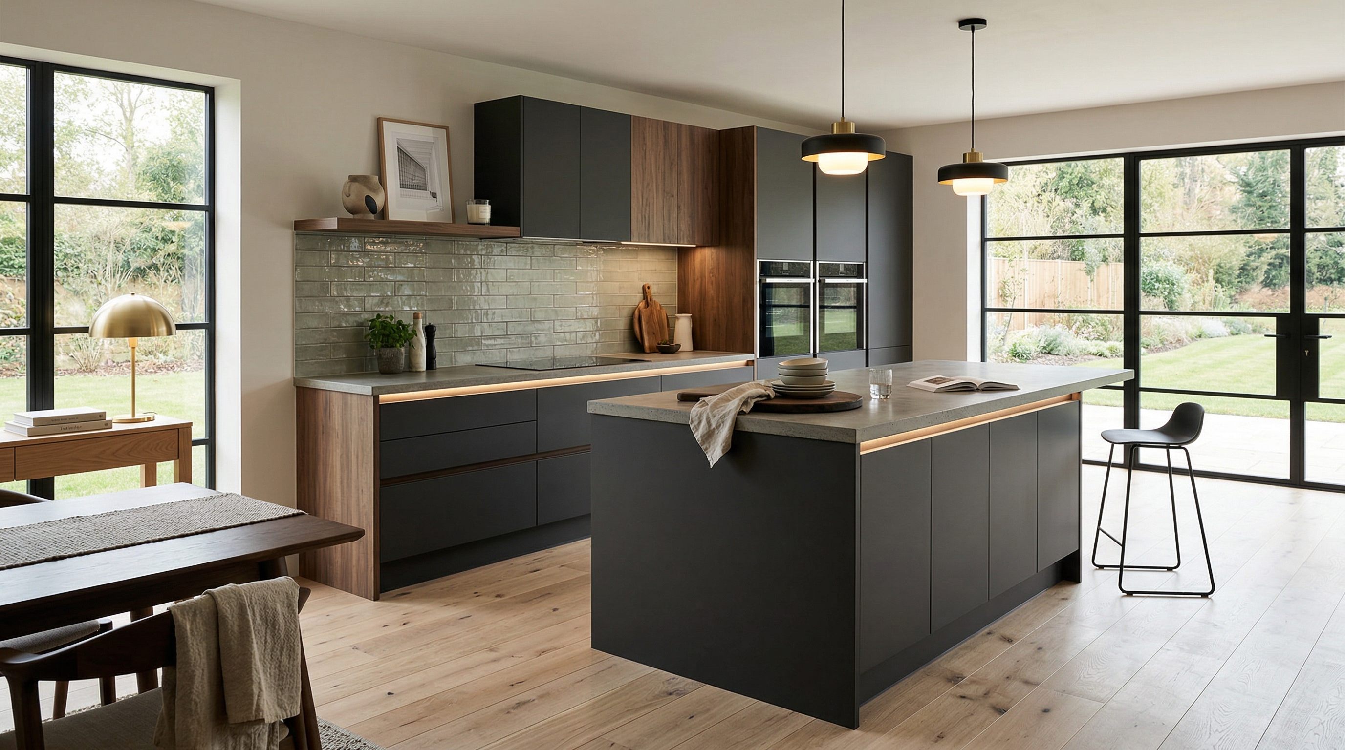 hero2_1200x675 Mastercraft bespoke kitchen in Bedford, wide architectural view showing room volume and design quality