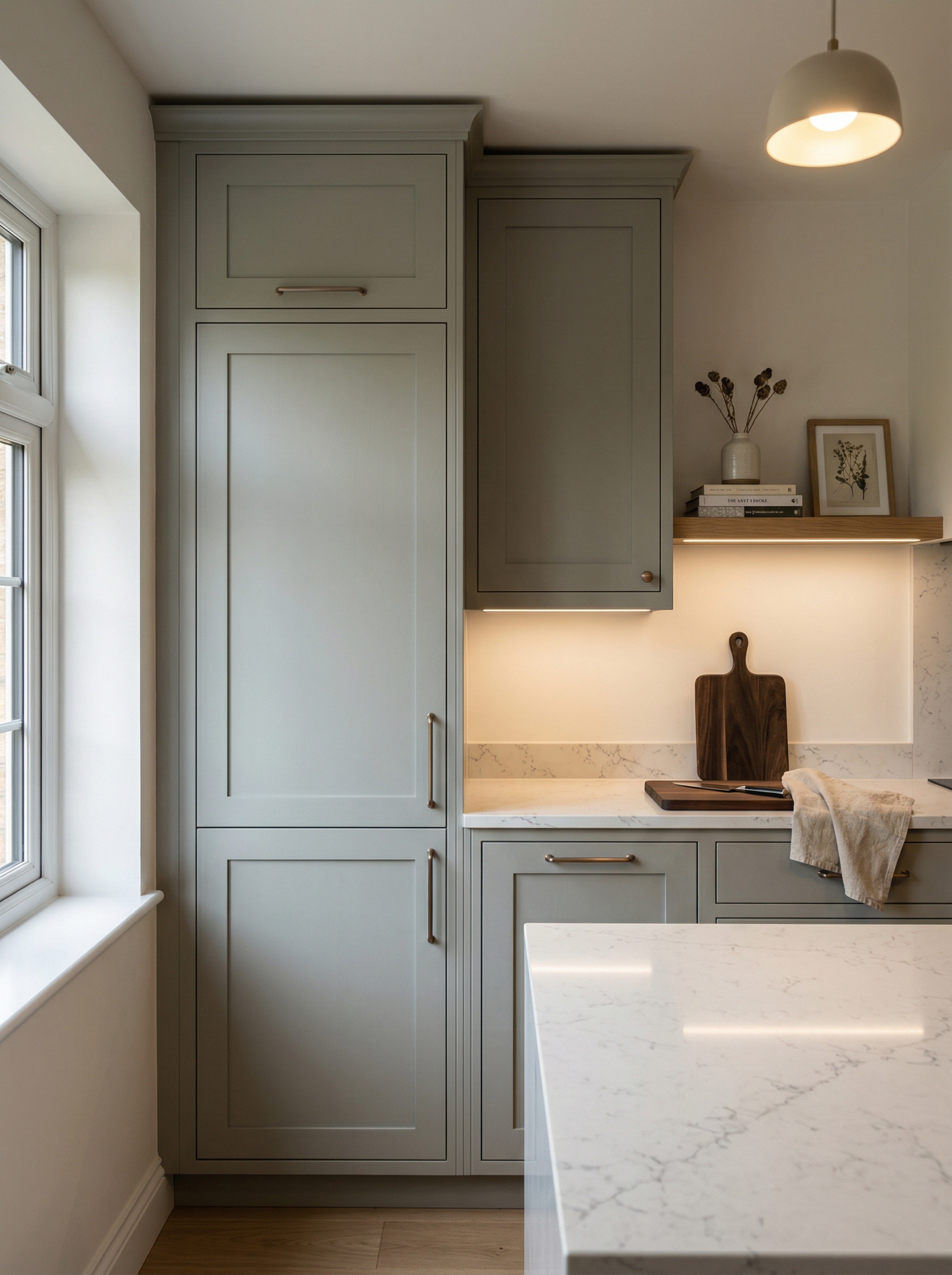 portrait1_600x800 Tall view of full-height bespoke kitchen cabinetry, modern shaker cabinetry