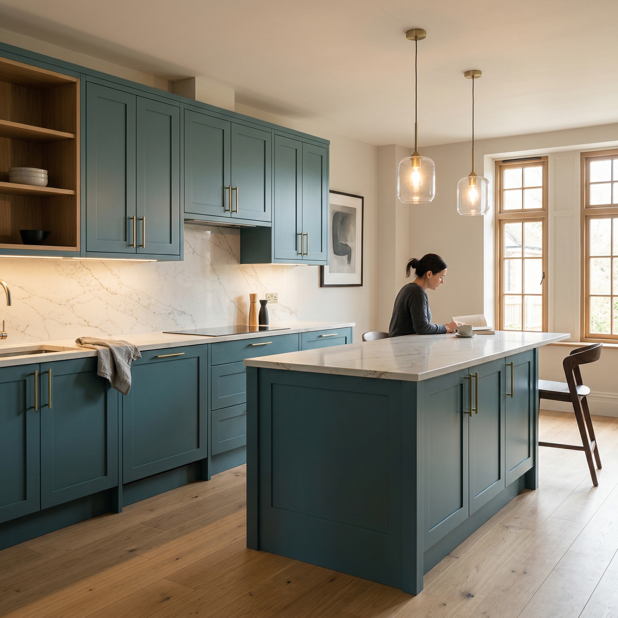Bespoke kitchen designed for a Bedford home, quality materials and considered layout