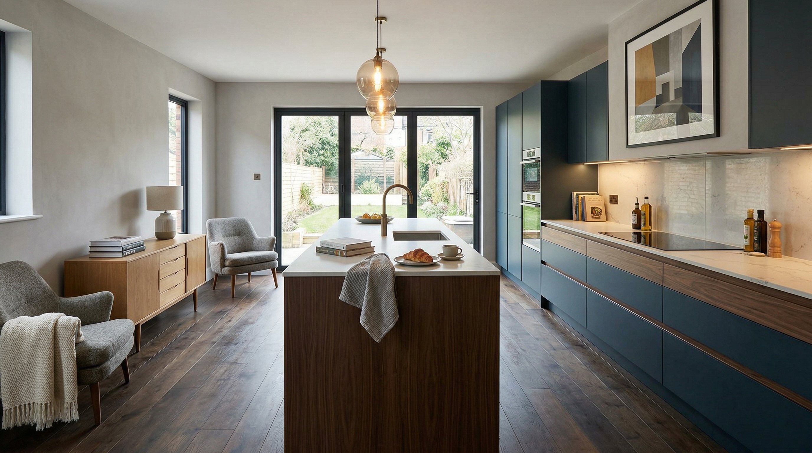 hero2_1200x675 Mastercraft bespoke kitchen in Bedminster, wide architectural view showing room volume and design quality