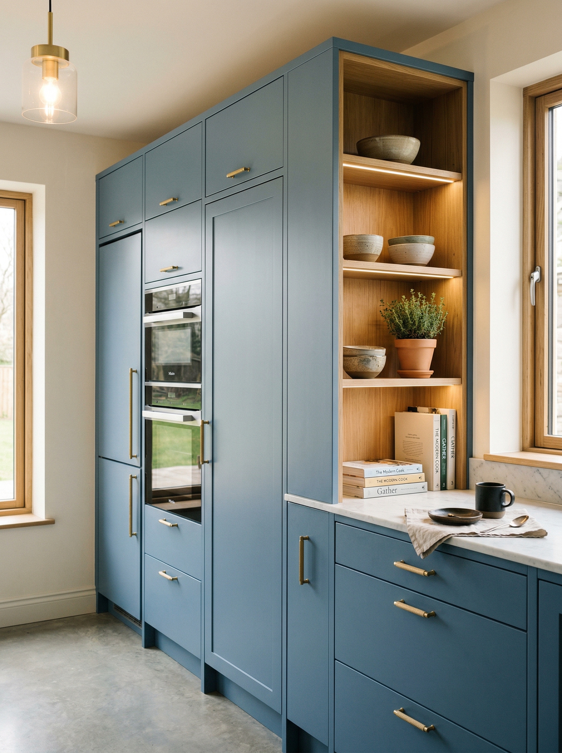 Bespoke kitchen installation, full-height cabinetry and considered storage design