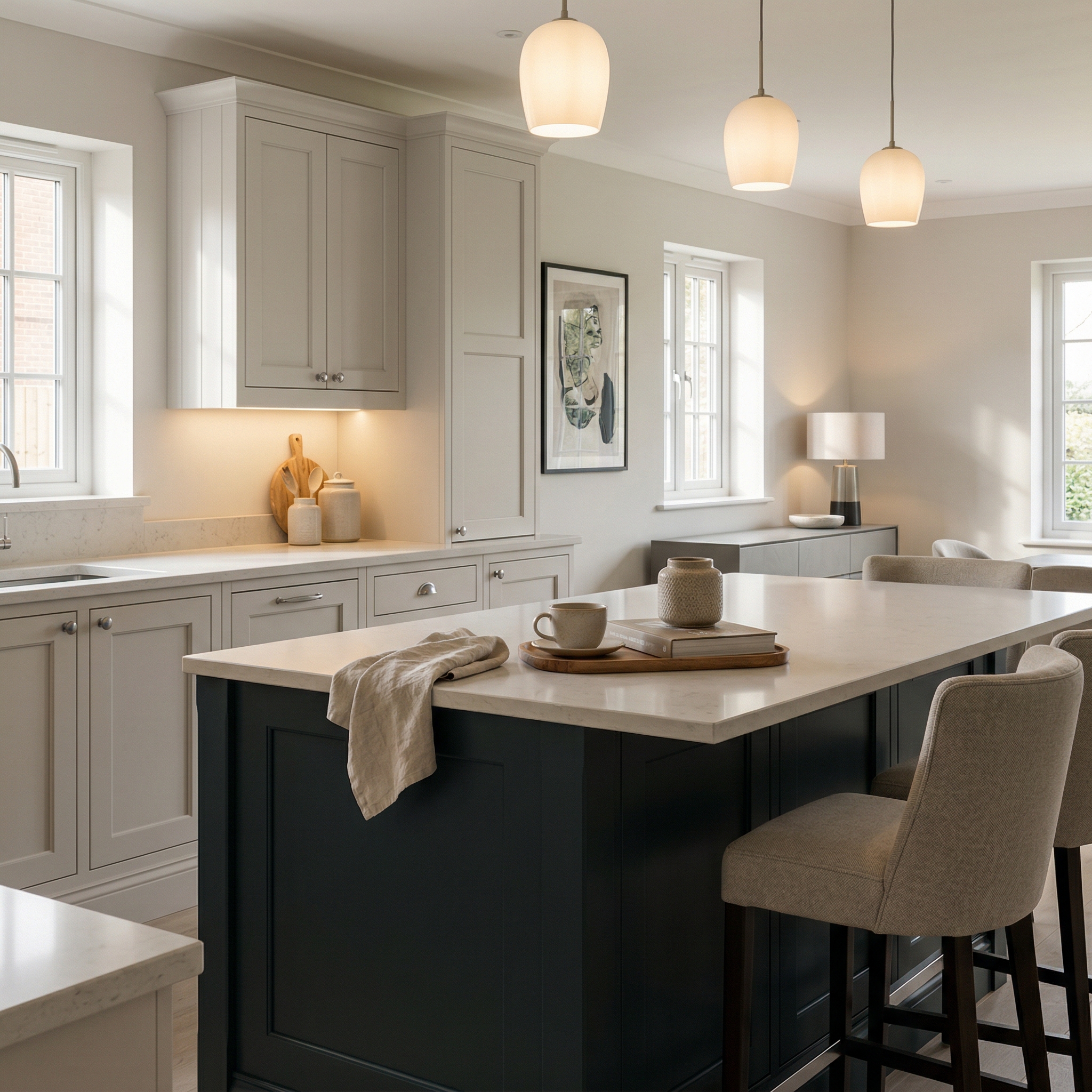 square1_800x800 Bespoke kitchen island detail, timber veneer slab-door cabinetry with quality joinery