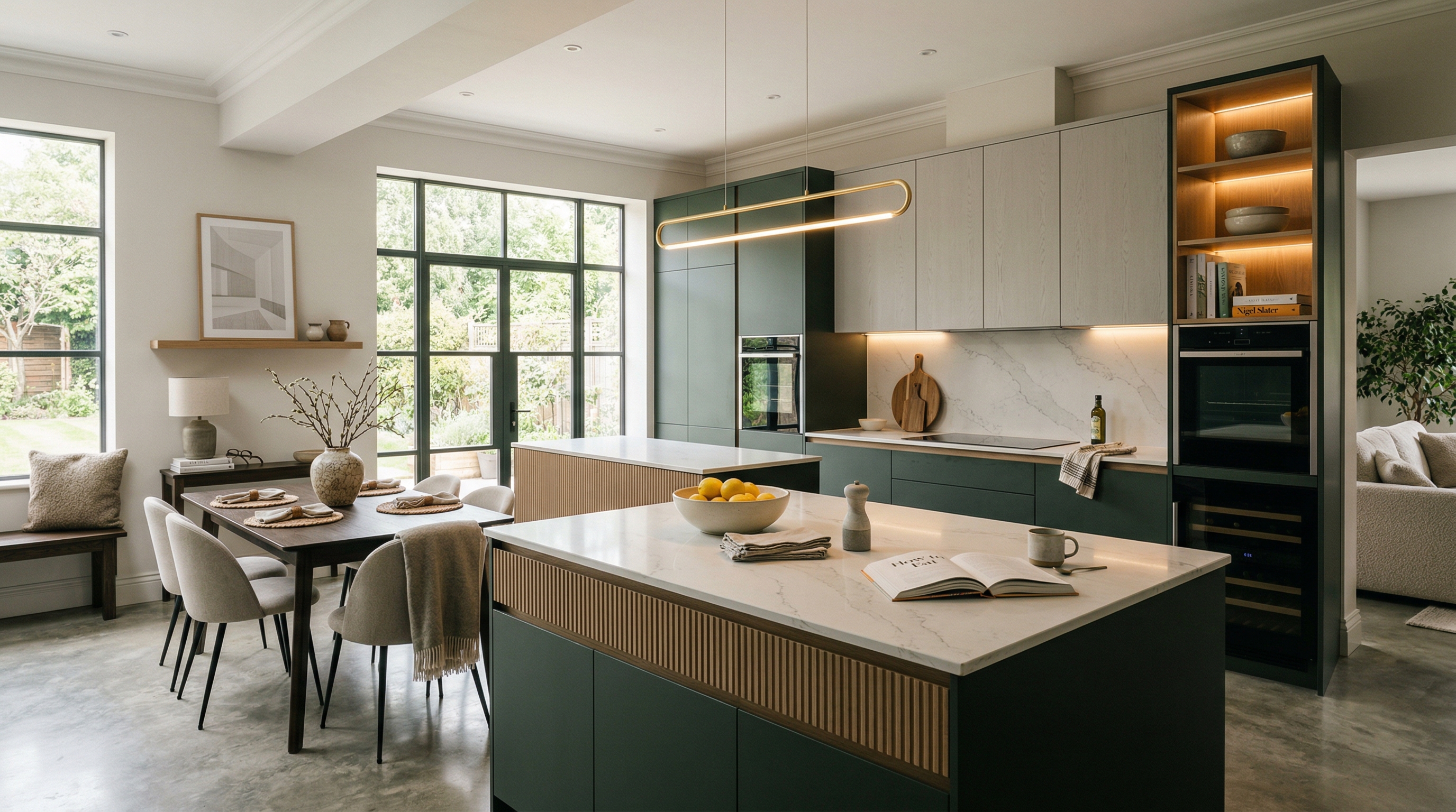 Mastercraft bespoke kitchen in Bishop Auckland, wide architectural view showing room volume and design quality