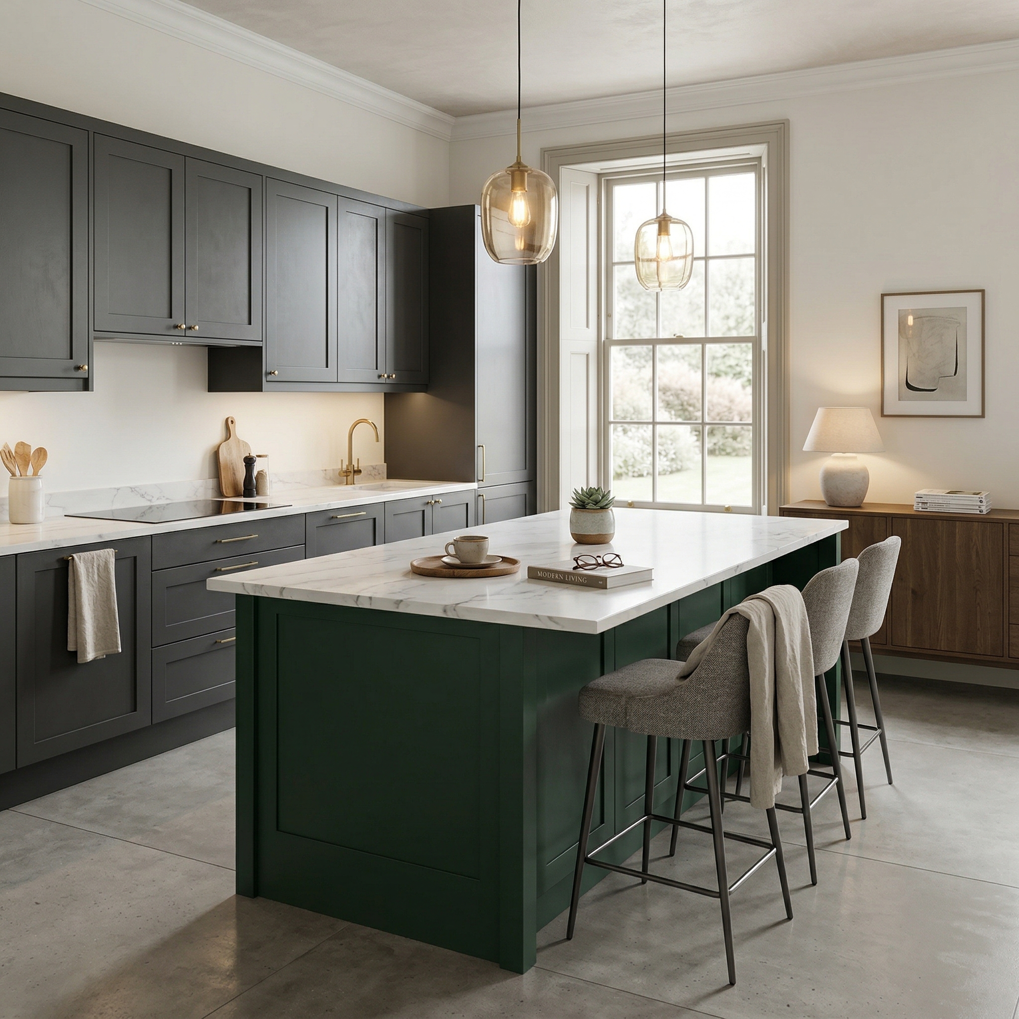square1_800x800 Bespoke kitchen island detail, timber veneer slab-door cabinetry with quality joinery