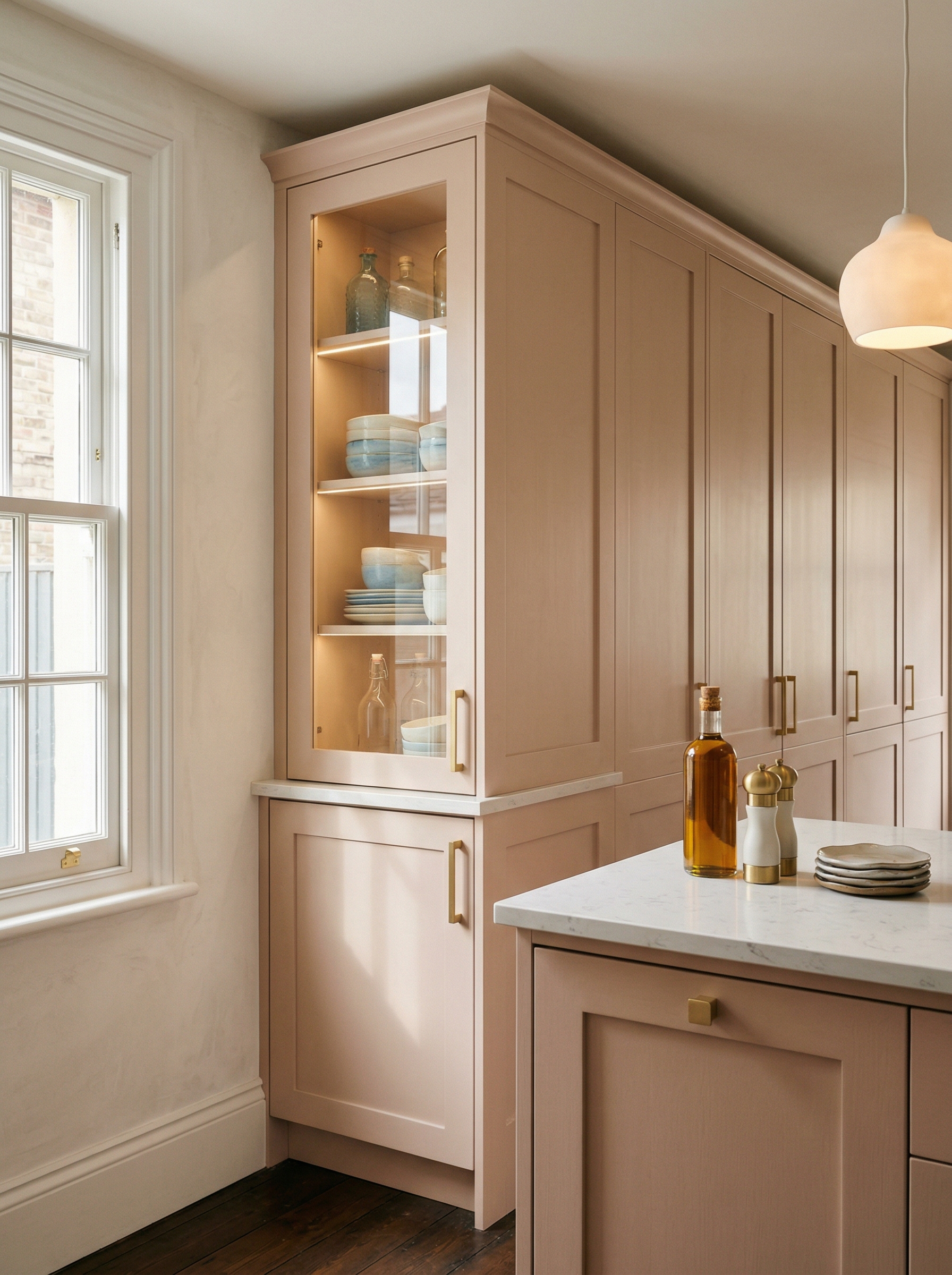 Bespoke kitchen installation, full-height cabinetry and considered storage design