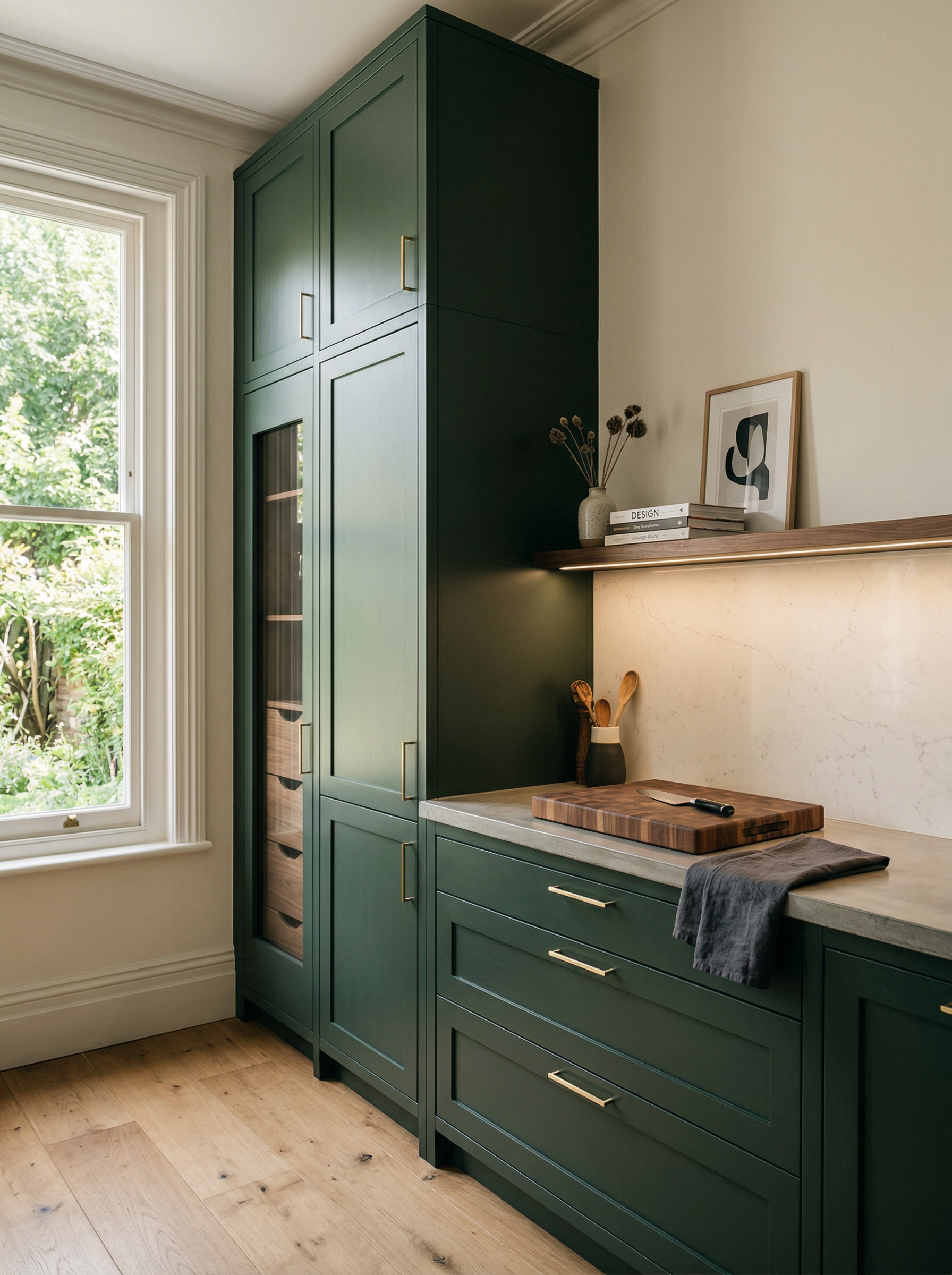 portrait1_600x800 Tall view of full-height bespoke kitchen cabinetry, contemporary painted lay-on cabinetry