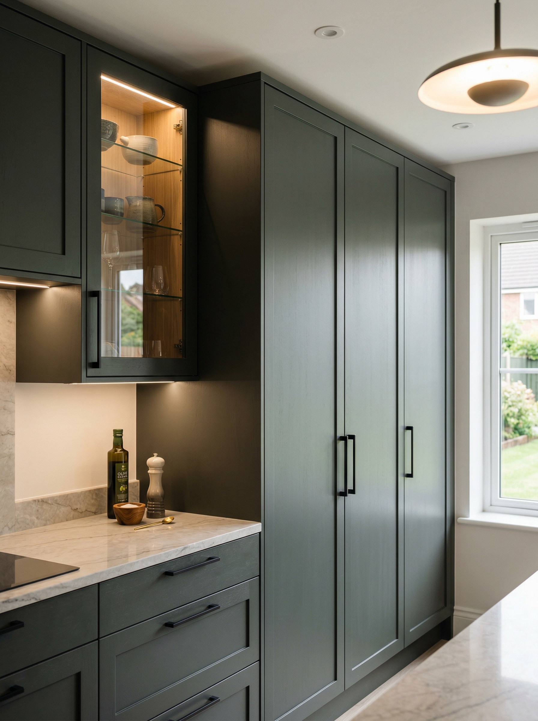 Bespoke kitchen installation, full-height cabinetry and considered storage design