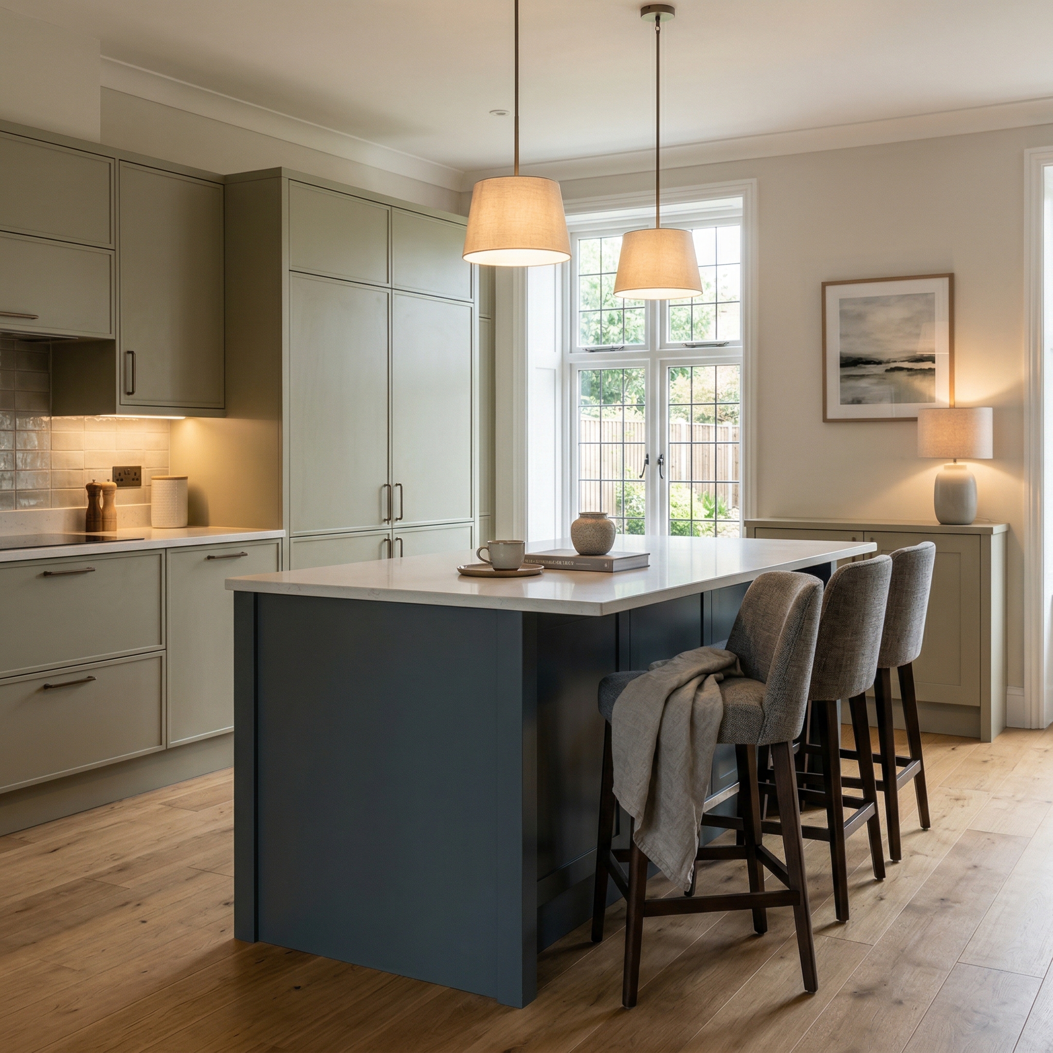 square1_800x800 Bespoke kitchen island detail, timber veneer slab-door cabinetry with quality joinery