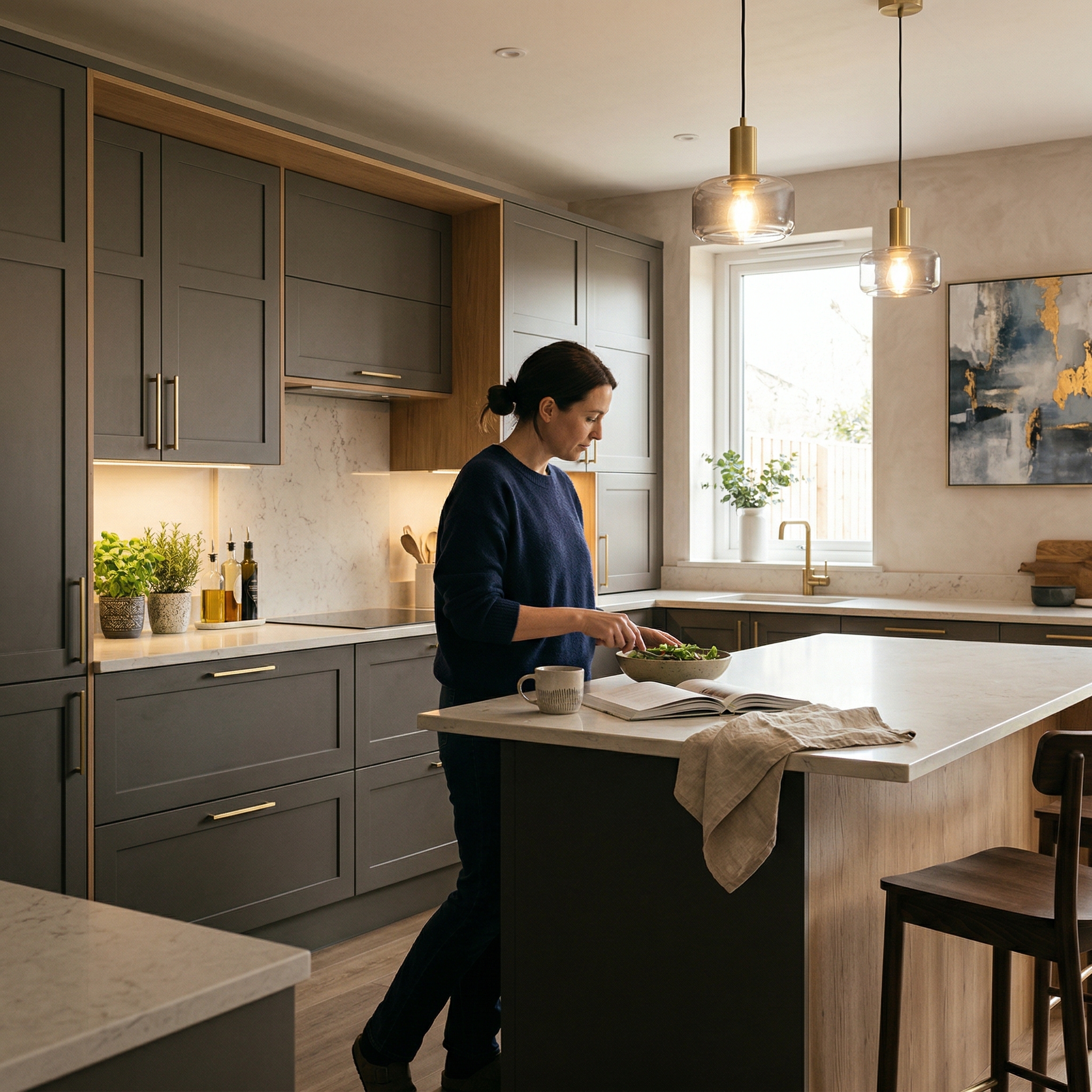 Bespoke kitchen designed for a Bridgend home, quality materials and considered layout