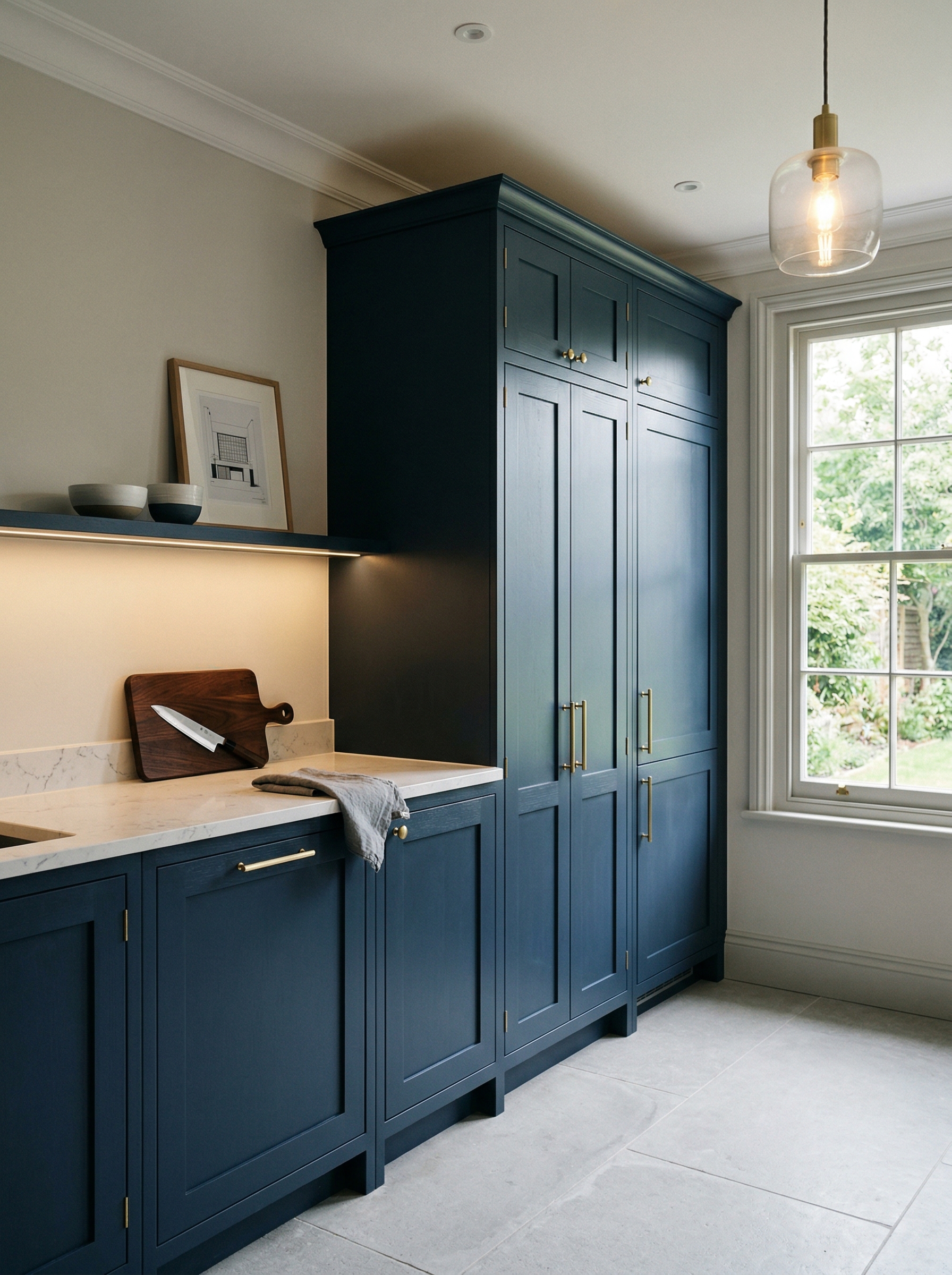 portrait1_600x800 Tall view of full-height bespoke kitchen cabinetry, timber veneer slab-door cabinetry