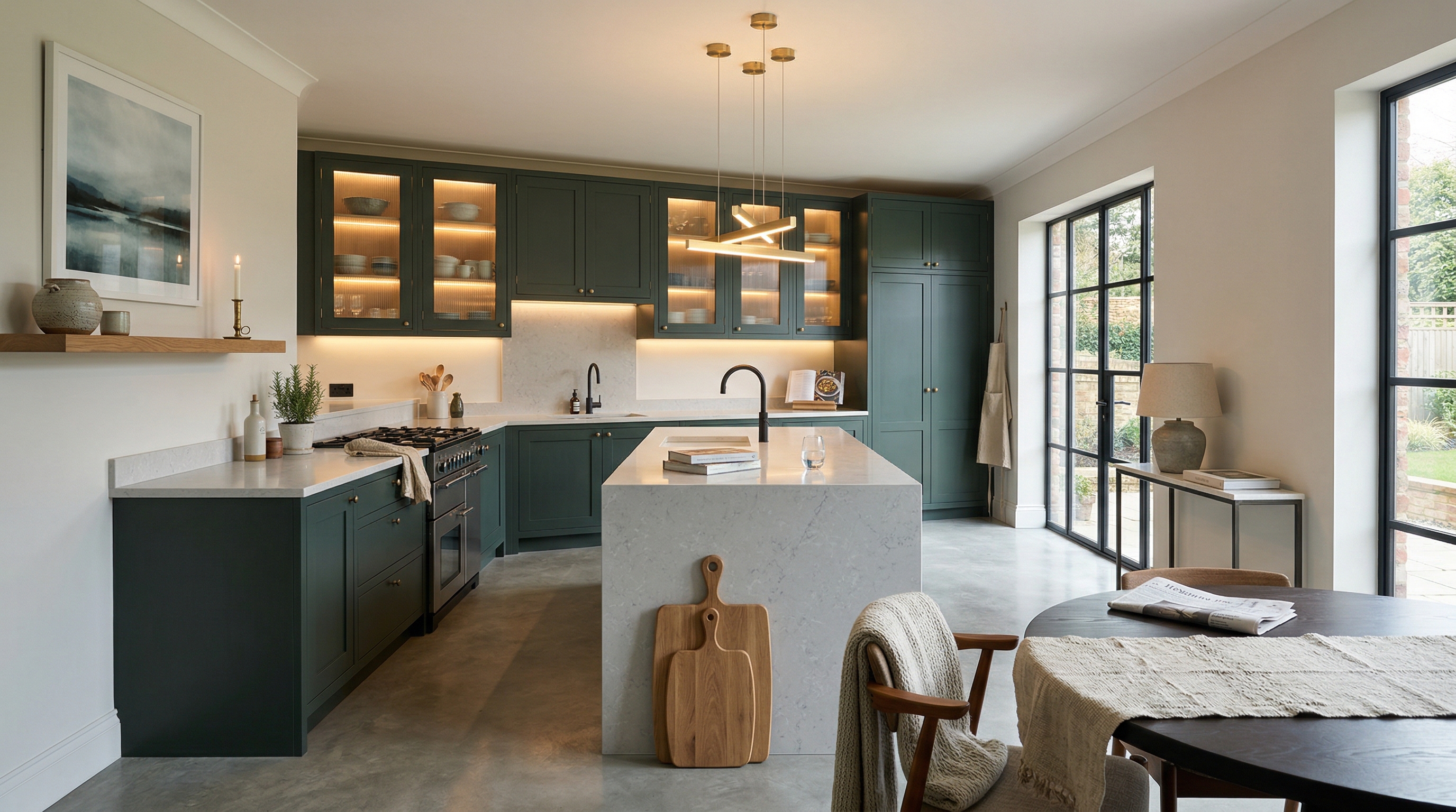 hero2_1200x675 Mastercraft bespoke kitchen in Bridport, wide architectural view showing room volume and design quality