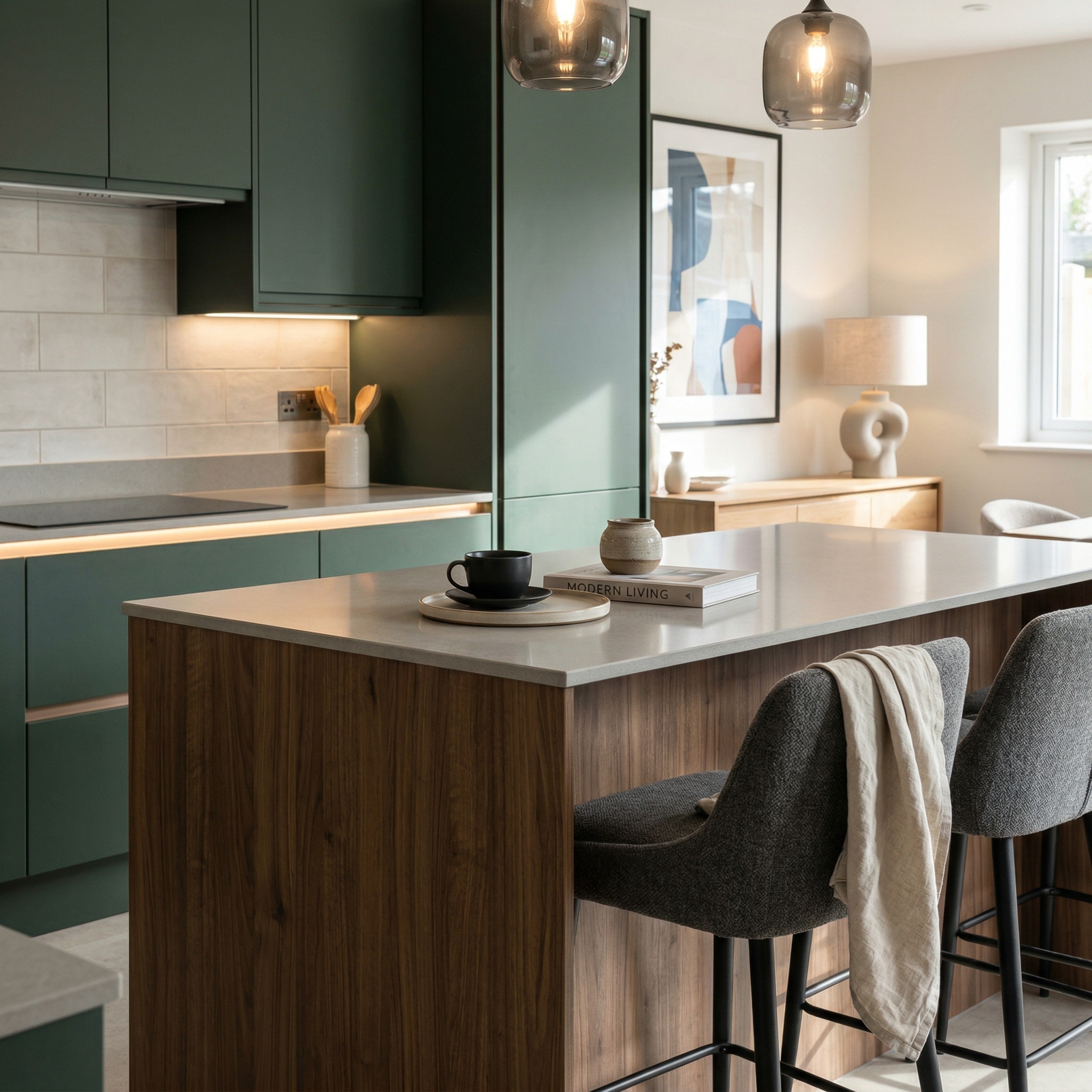 square1_800x800 Bespoke kitchen island detail, contemporary painted lay-on cabinetry with quality joinery