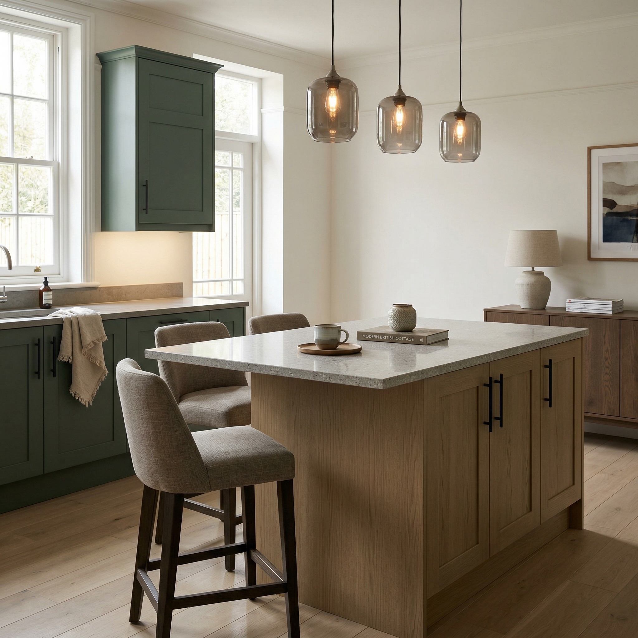 Bespoke kitchen island detail, contemporary in-frame cabinetry with quality joinery