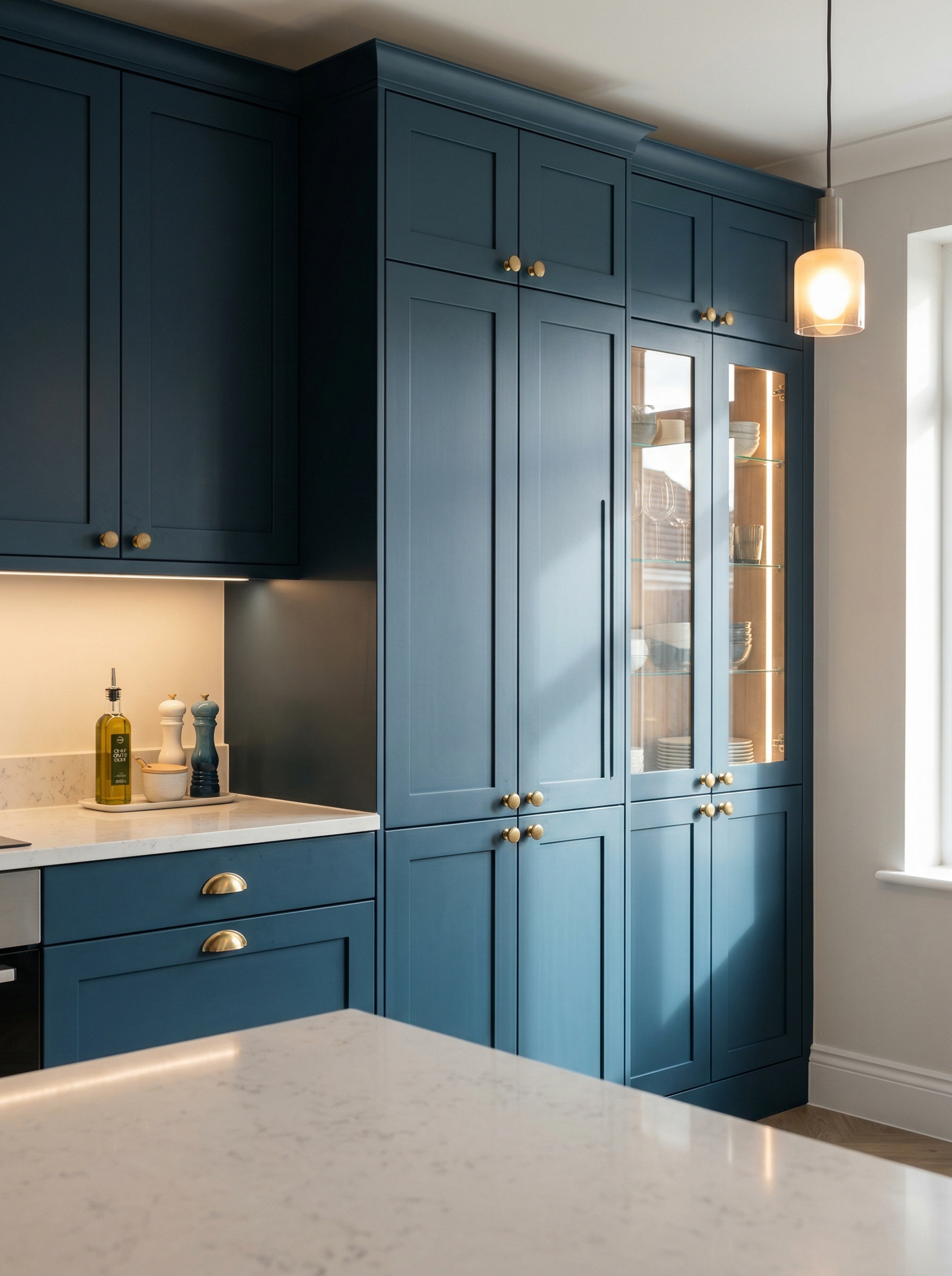 Bespoke kitchen installation, full-height cabinetry and considered storage design