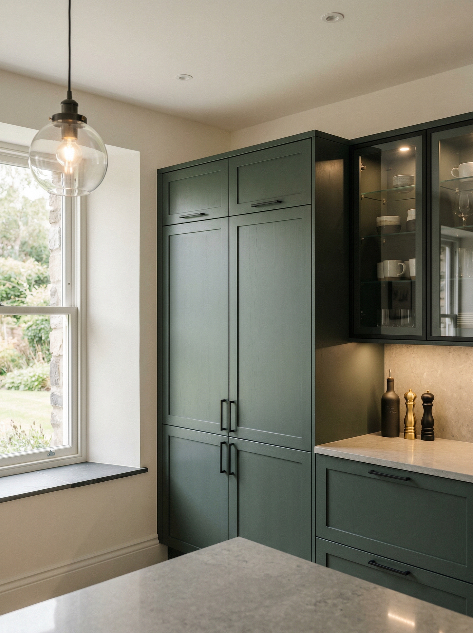 Bespoke kitchen installation, full-height cabinetry and considered storage design