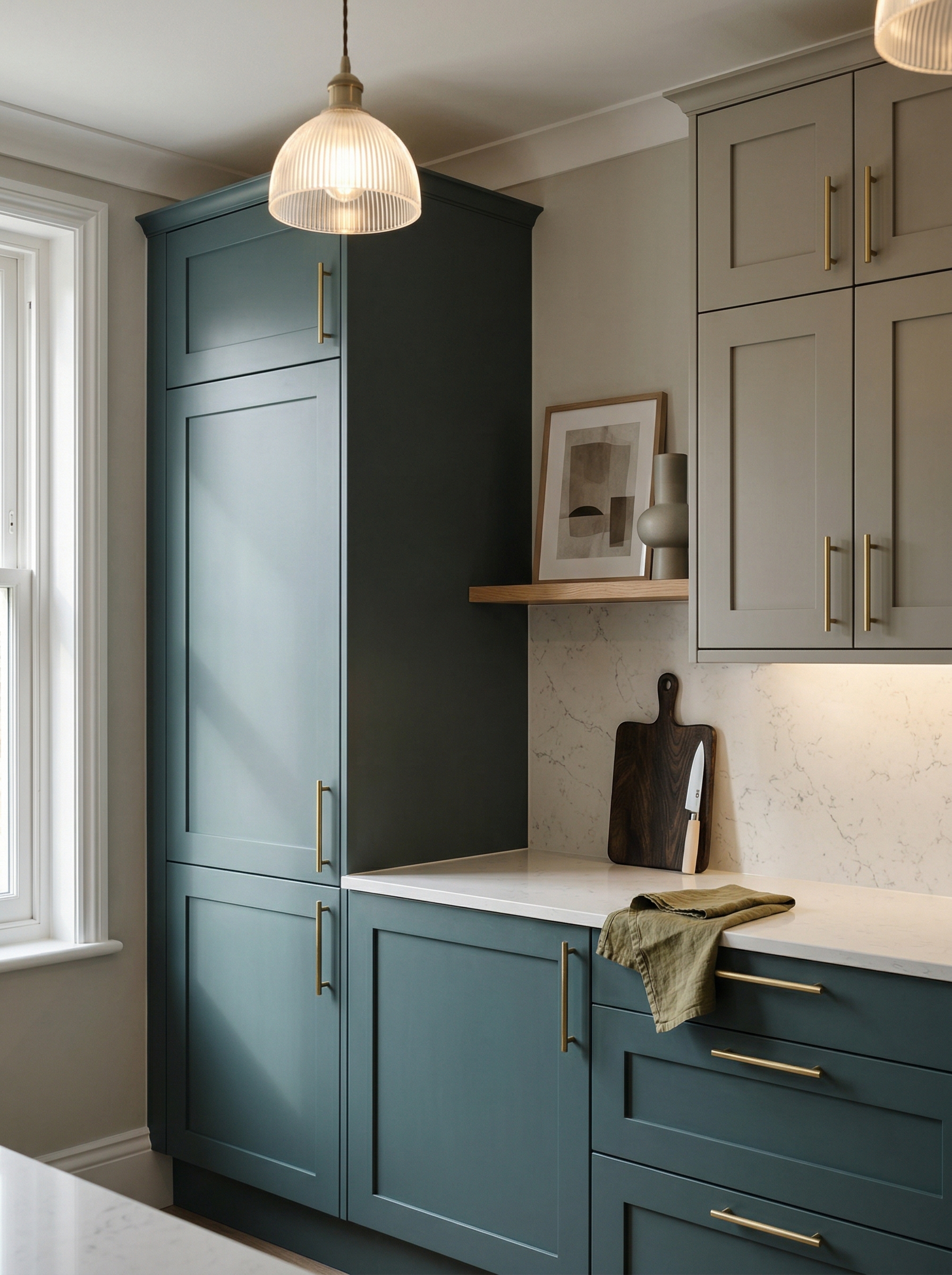 portrait1_600x800 Tall view of full-height bespoke kitchen cabinetry, contemporary painted lay-on cabinetry