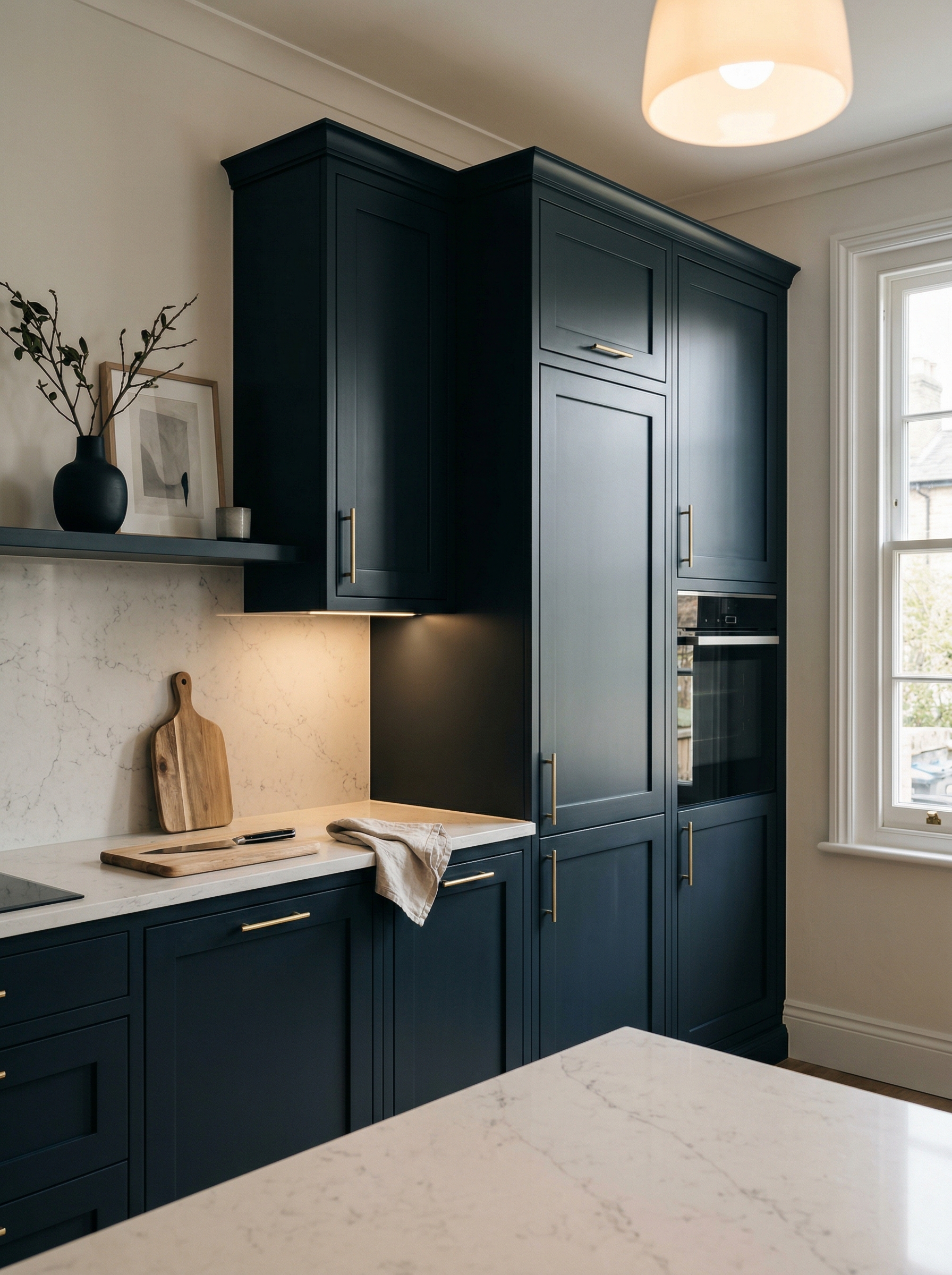 portrait1_600x800 Tall view of full-height bespoke kitchen cabinetry, modern shaker cabinetry