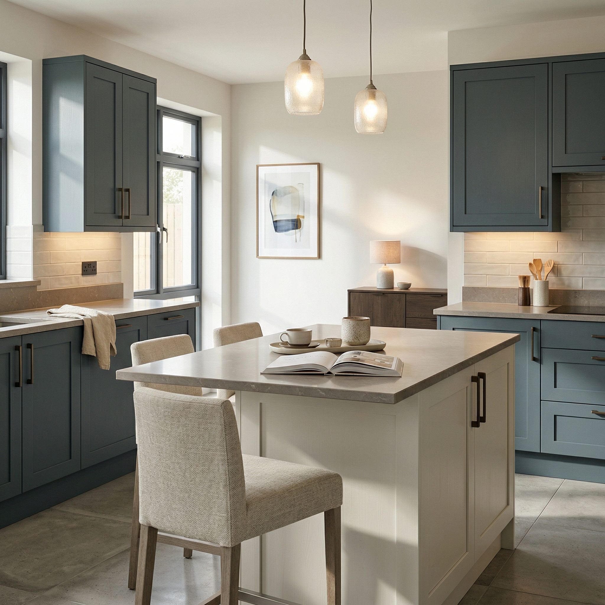 Bespoke kitchen island detail, contemporary in-frame cabinetry with quality joinery