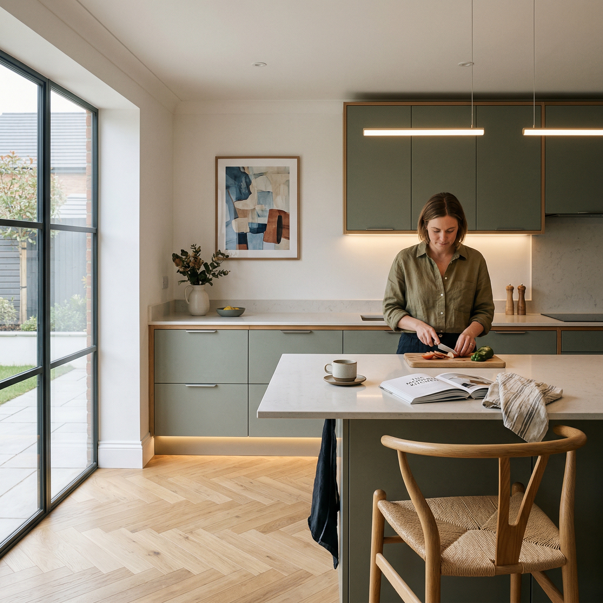 Bespoke kitchen designed for a Chard home, quality materials and considered layout