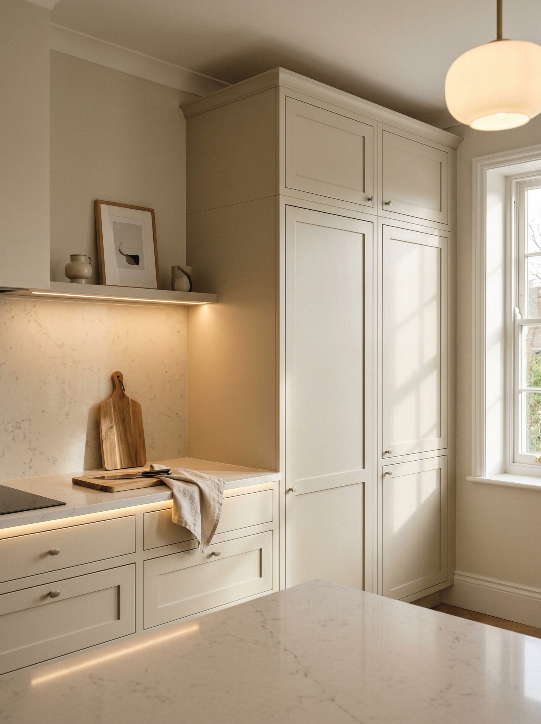 portrait1_600x800 Tall view of full-height bespoke kitchen cabinetry, contemporary in-frame cabinetry