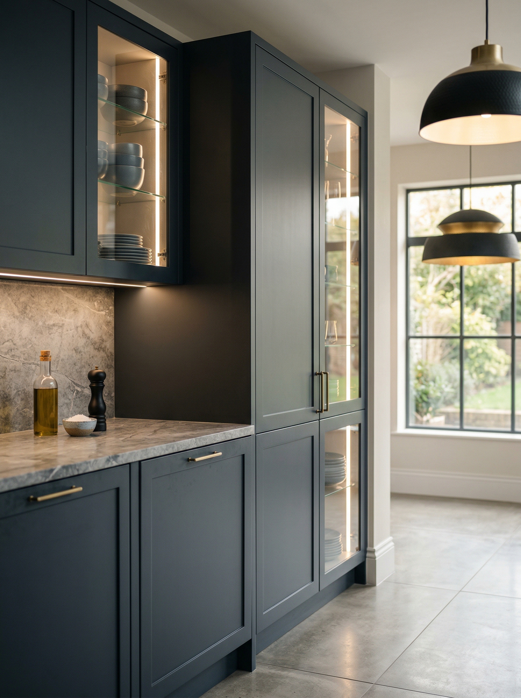 Bespoke kitchen installation, full-height cabinetry and considered storage design