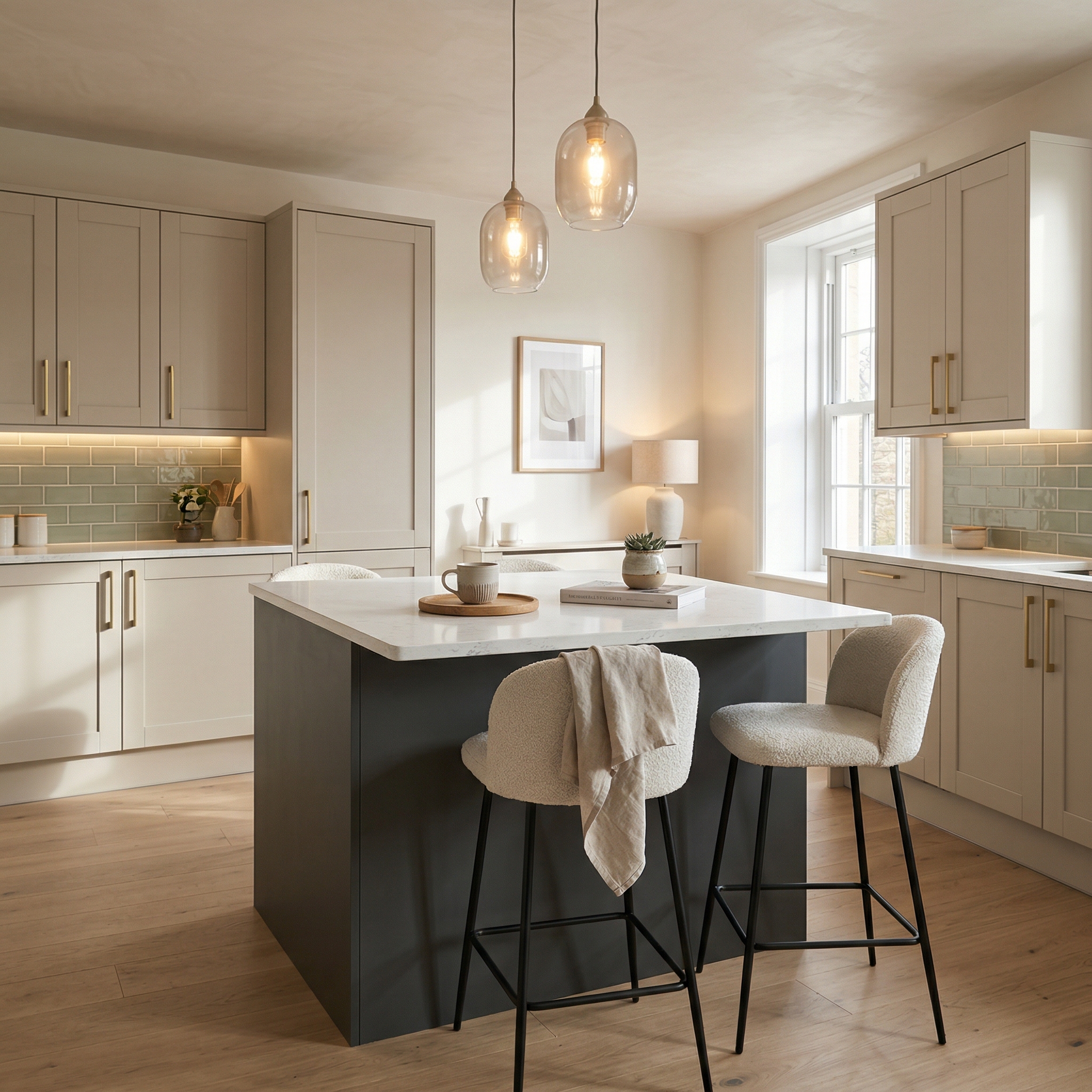 square1_800x800 Bespoke kitchen island detail, contemporary painted lay-on cabinetry with quality joinery