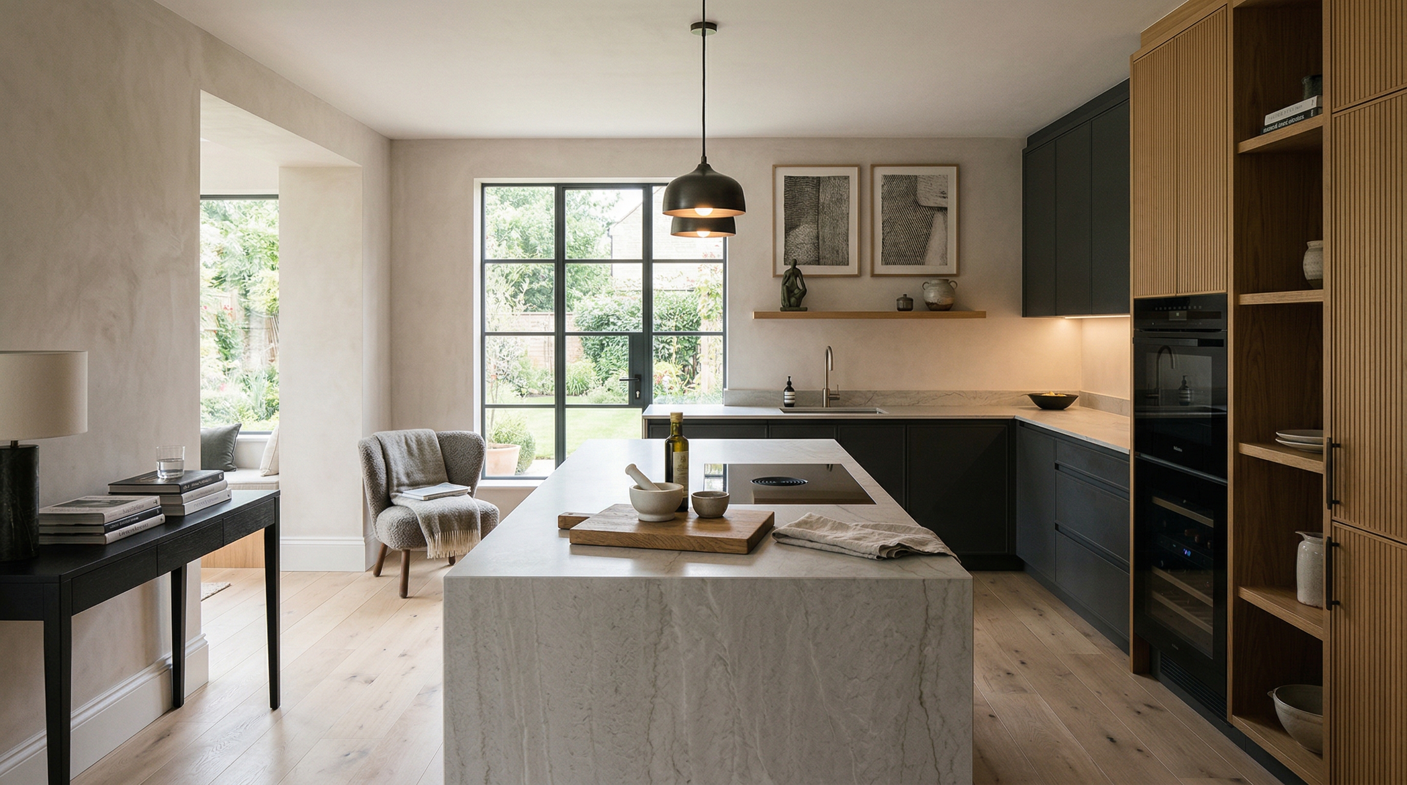 hero2_1200x675 Mastercraft bespoke kitchen in Corsham, wide architectural view showing room volume and design quality