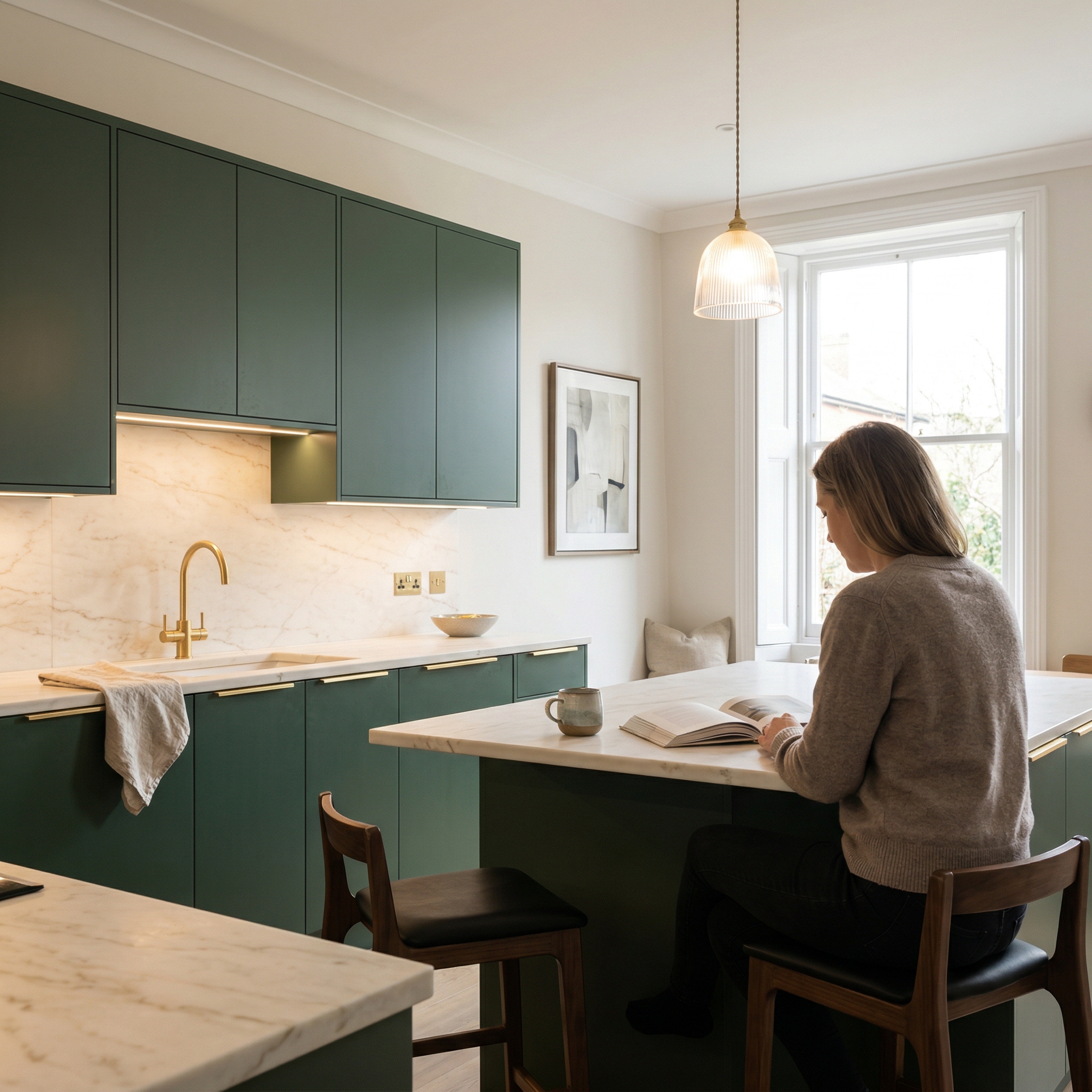 Bespoke kitchen designed for a Cromer home, quality materials and considered layout