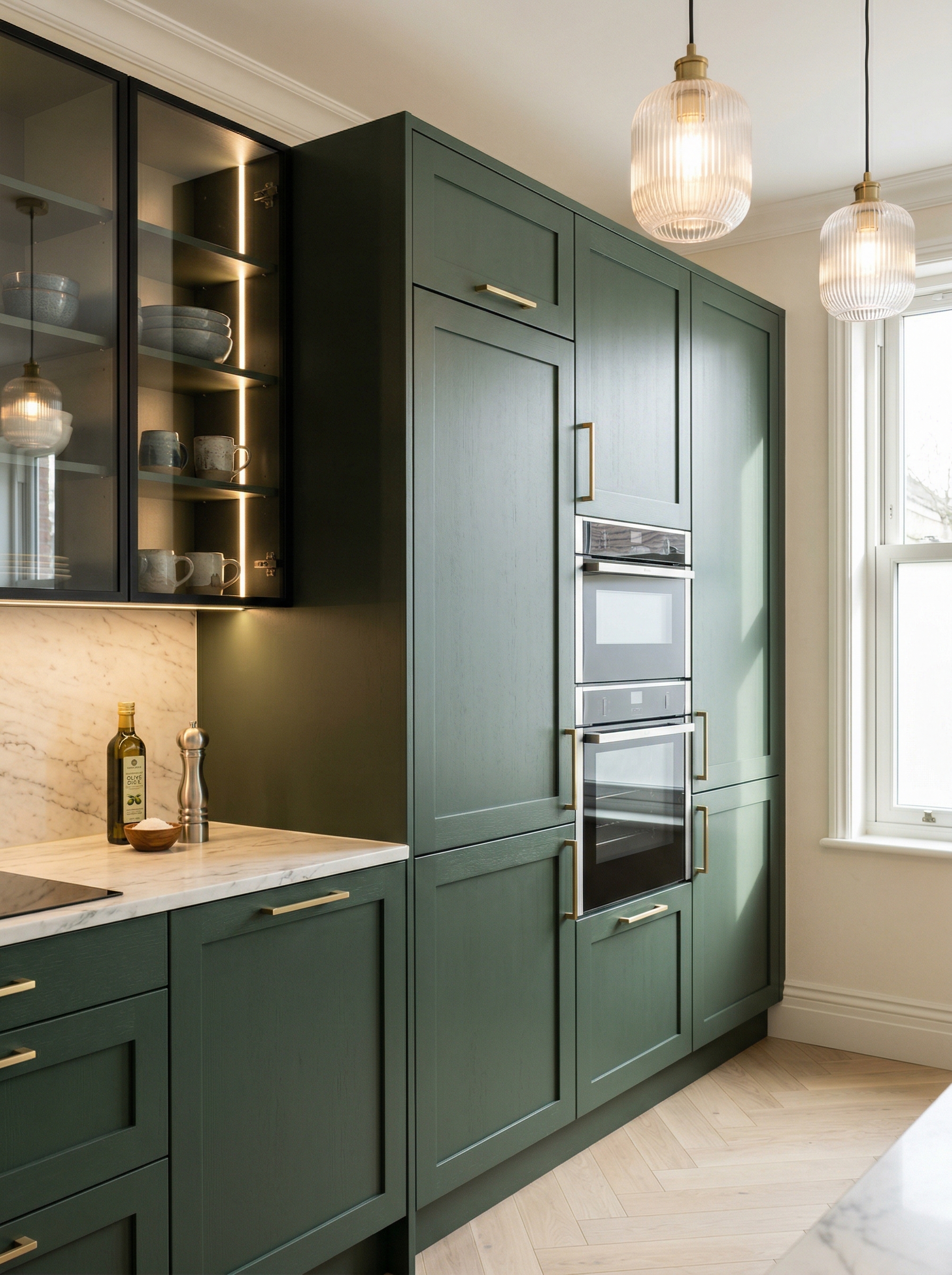 Bespoke kitchen installation, full-height cabinetry and considered storage design