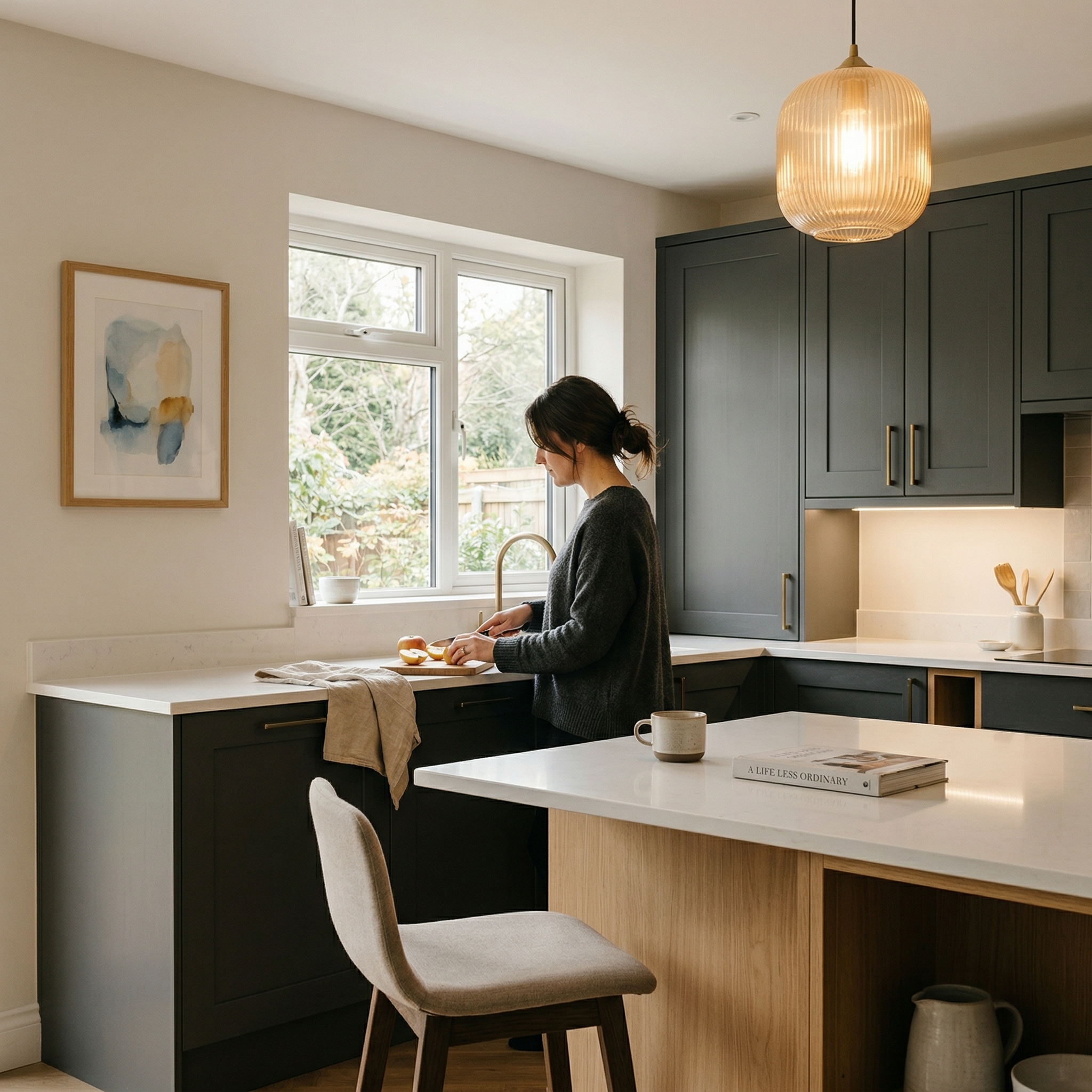 Bespoke kitchen designed for a Cwmbran home, quality materials and considered layout