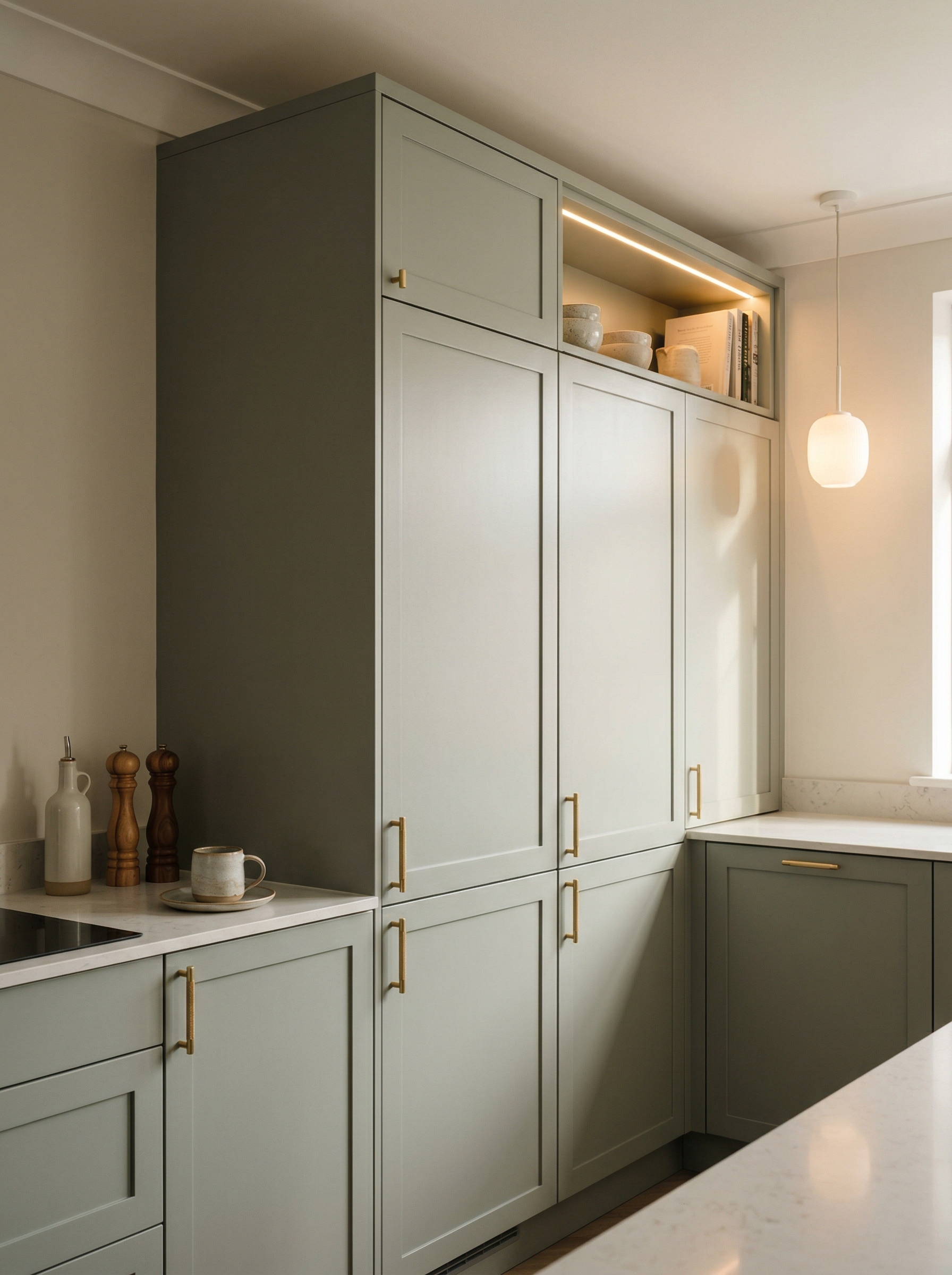 Bespoke kitchen installation, full-height cabinetry and considered storage design