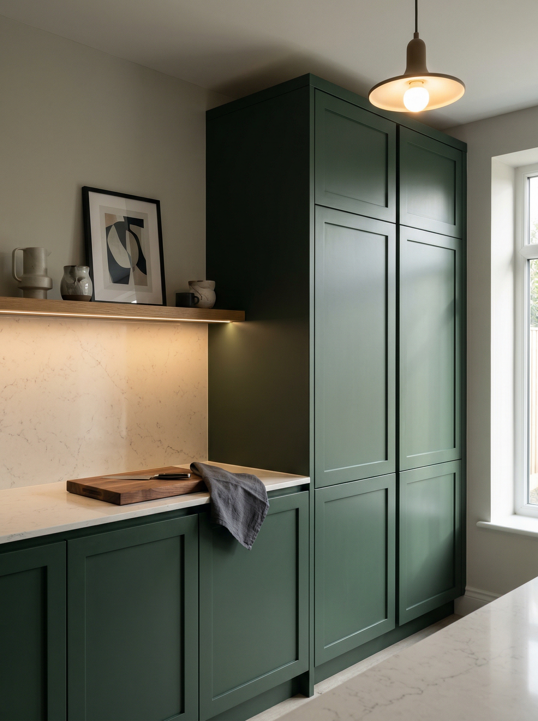 portrait1_600x800 Tall view of full-height bespoke kitchen cabinetry, timber veneer slab-door cabinetry