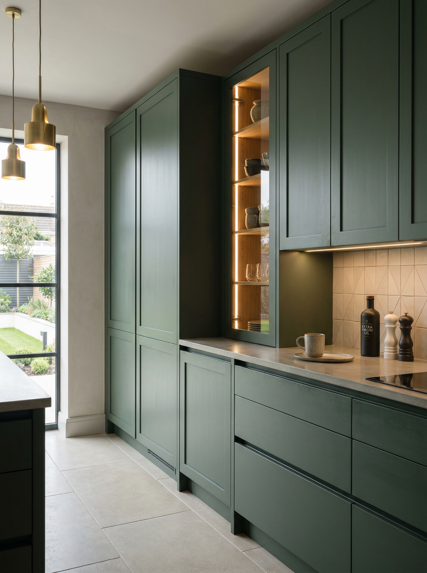 Bespoke kitchen installation, full-height cabinetry and considered storage design