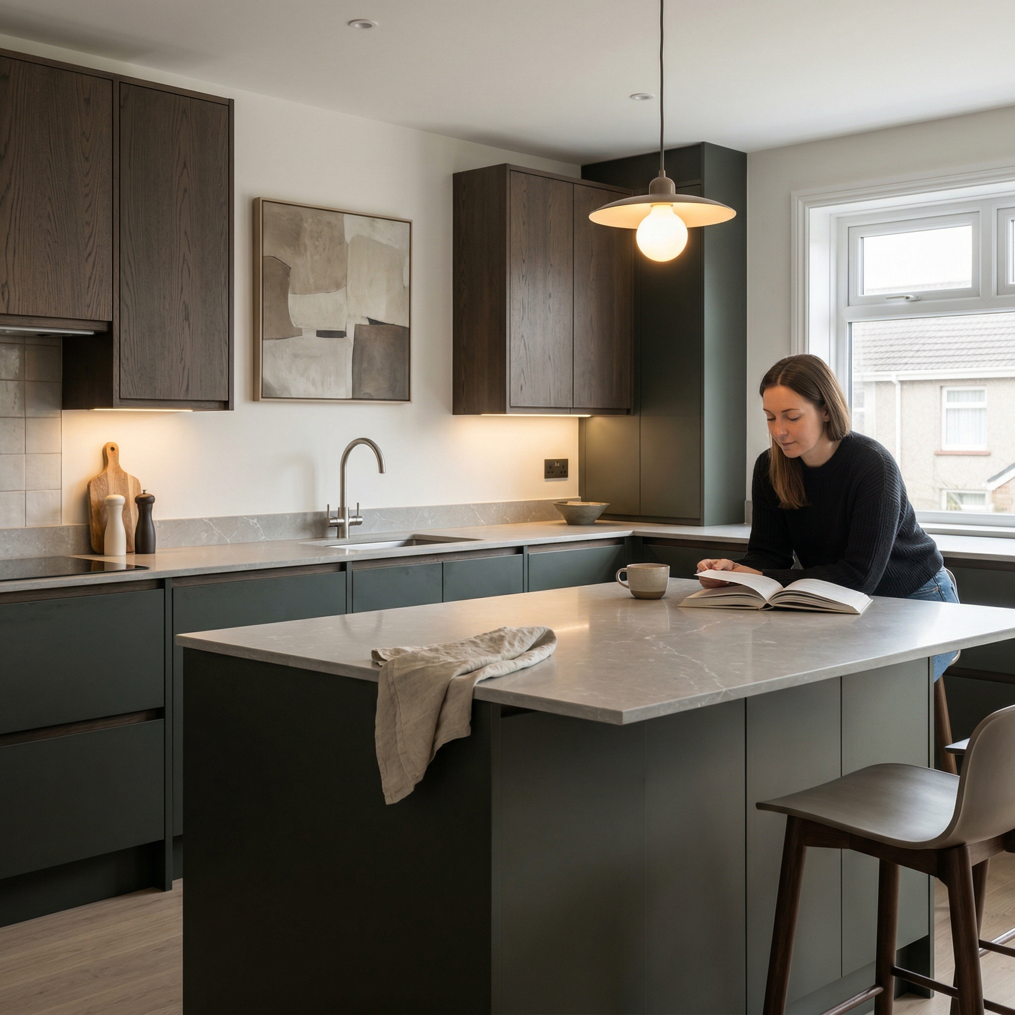 Bespoke kitchen designed for a Dowlais home, quality materials and considered layout