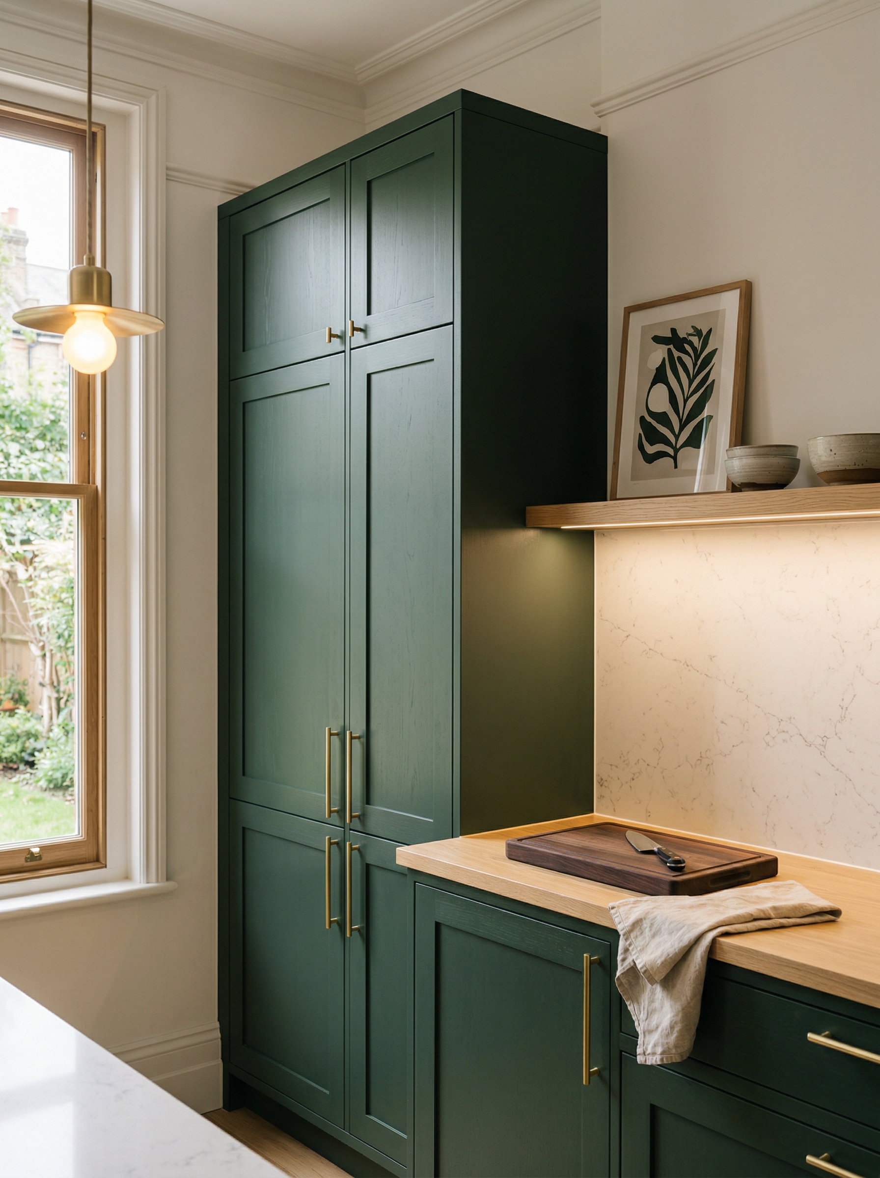 portrait1_600x800 Tall view of full-height bespoke kitchen cabinetry, timber veneer slab-door cabinetry