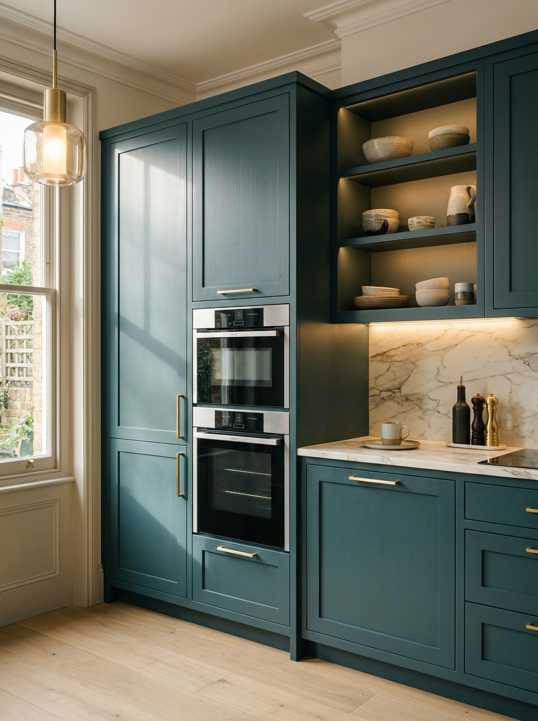 Bespoke kitchen installation, full-height cabinetry and considered storage design