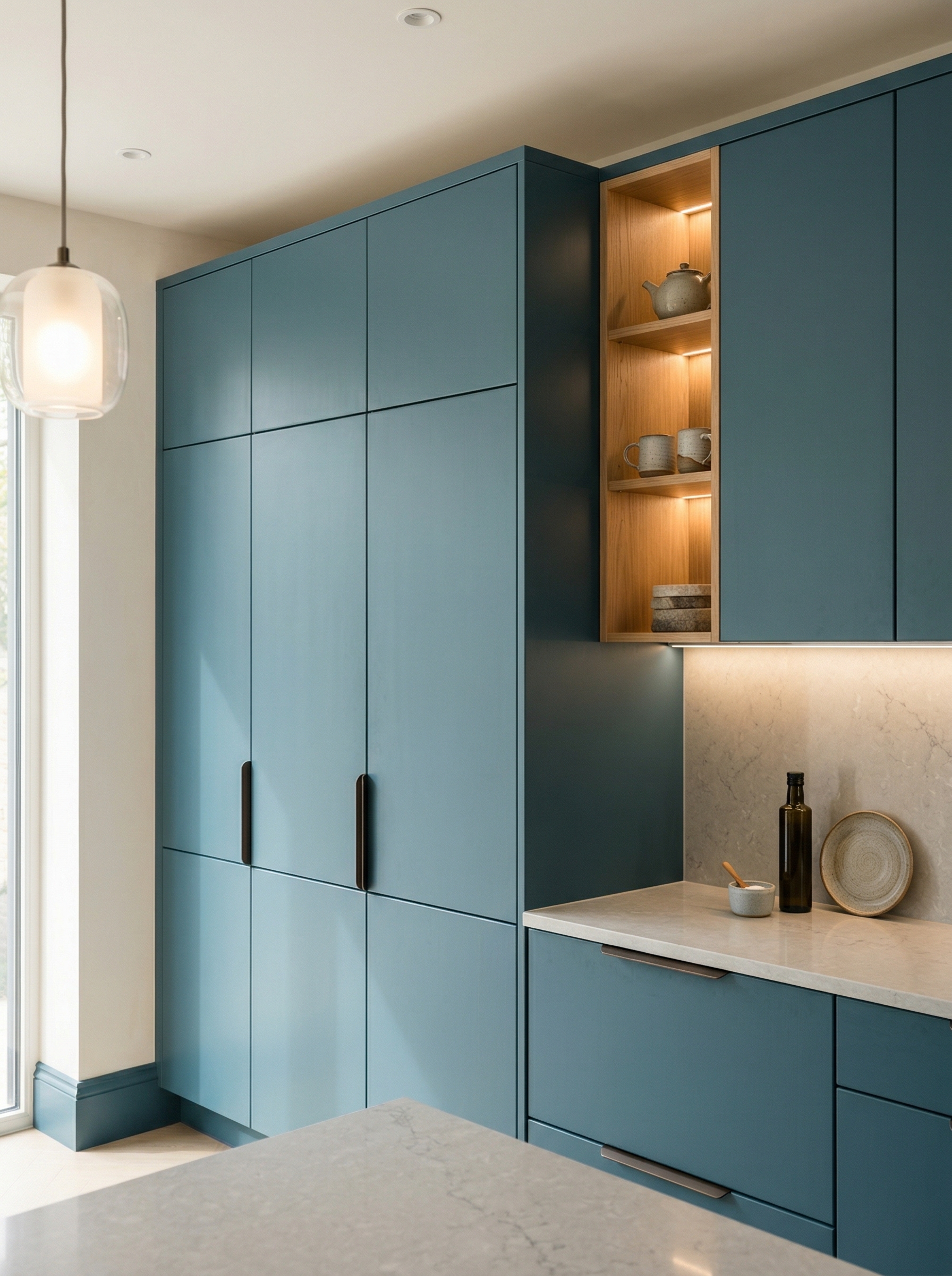 Bespoke kitchen installation, full-height cabinetry and considered storage design