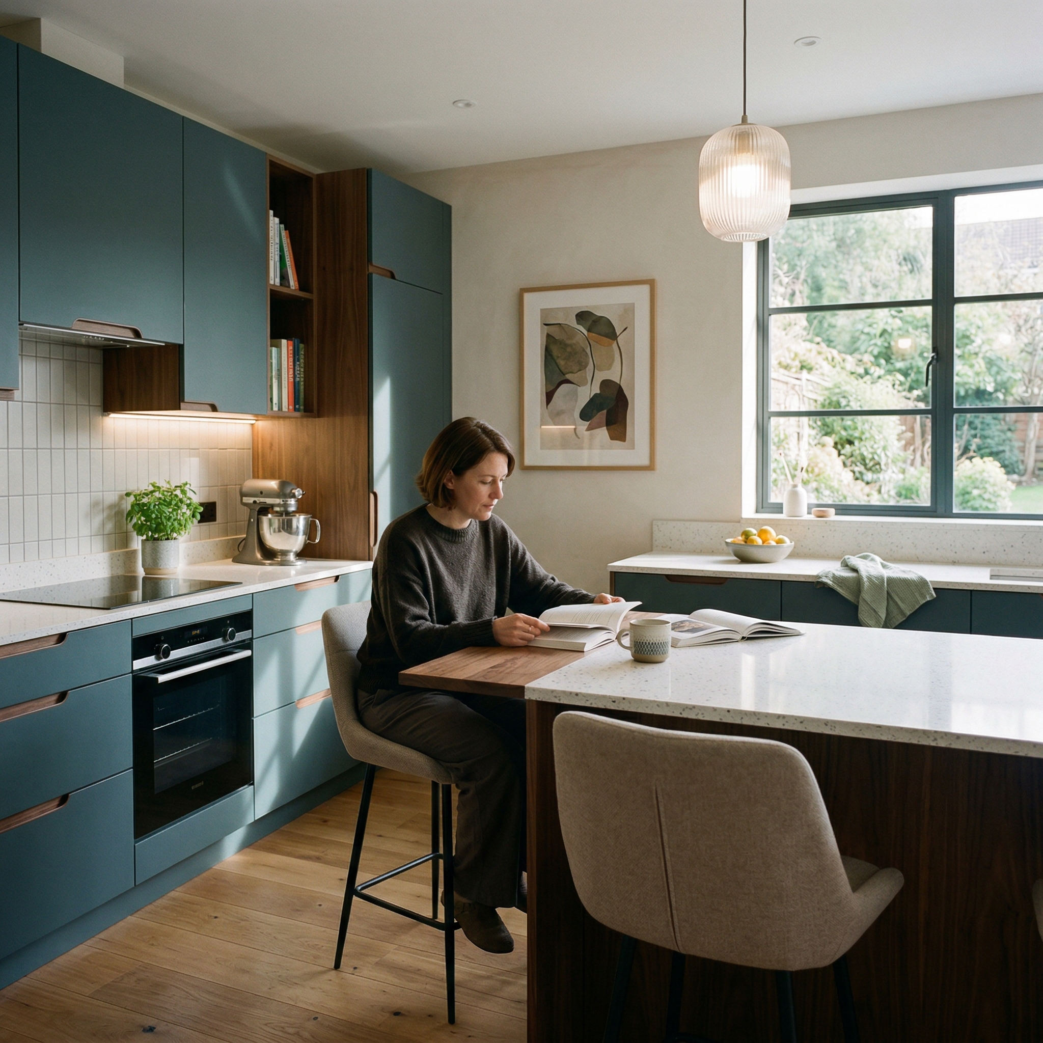 Bespoke kitchen designed for a Exeter home, quality materials and considered layout