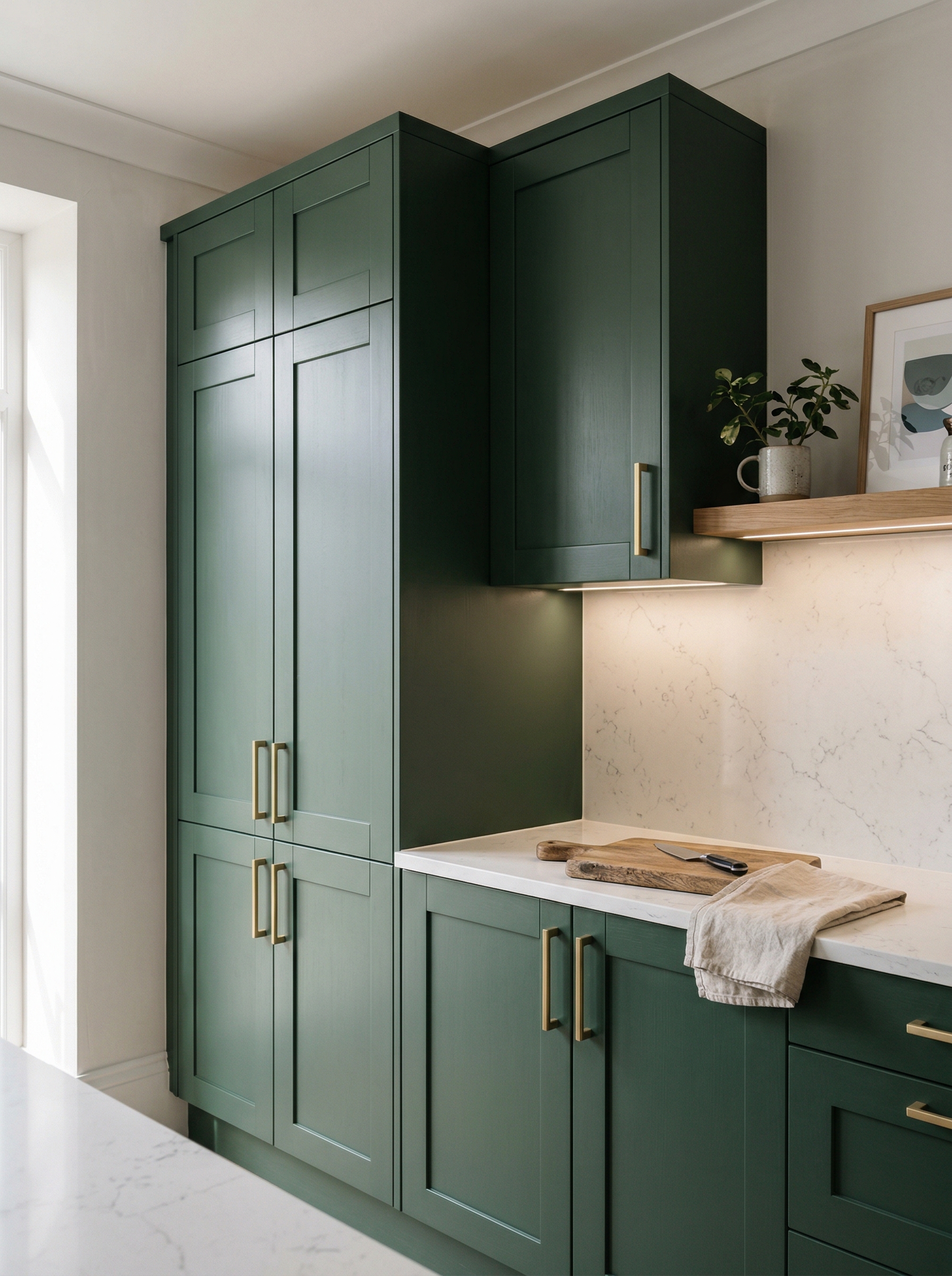 portrait1_600x800 Tall view of full-height bespoke kitchen cabinetry, timber veneer slab-door cabinetry