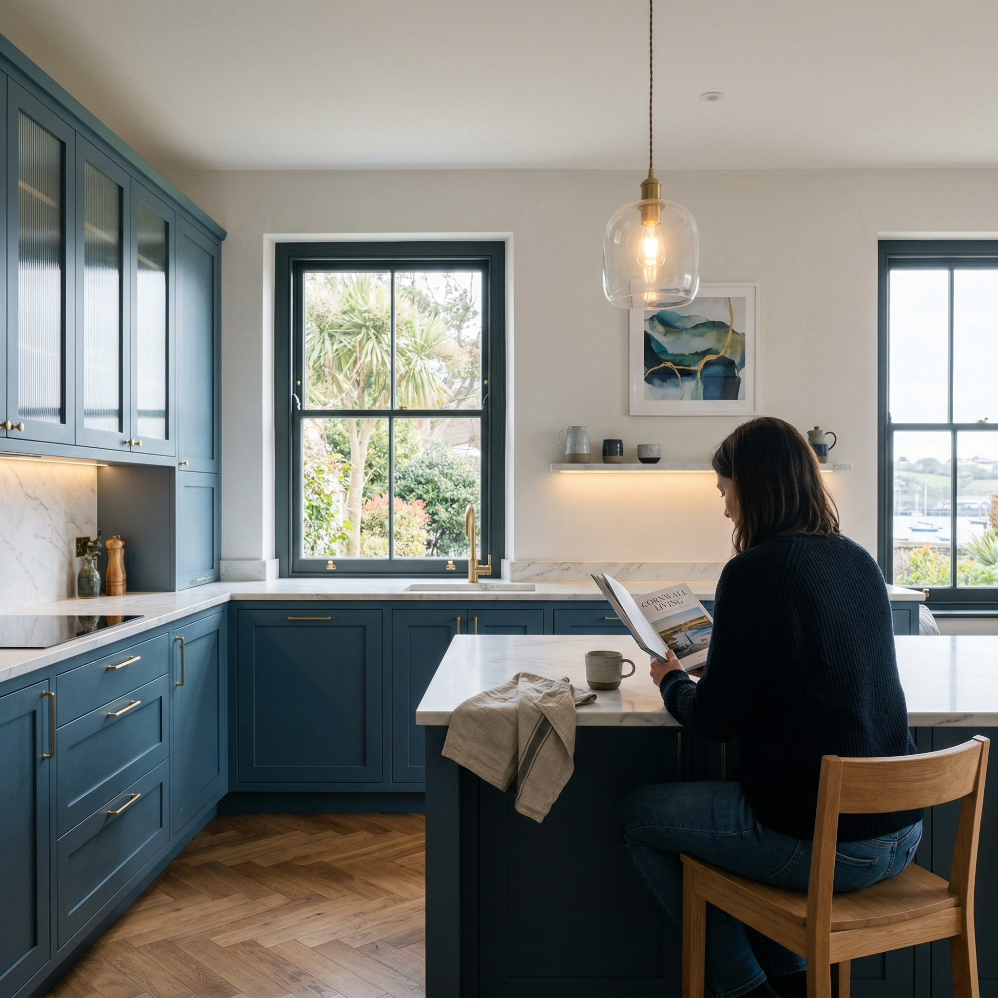 Bespoke kitchen designed for a Falmouth home, quality materials and considered layout
